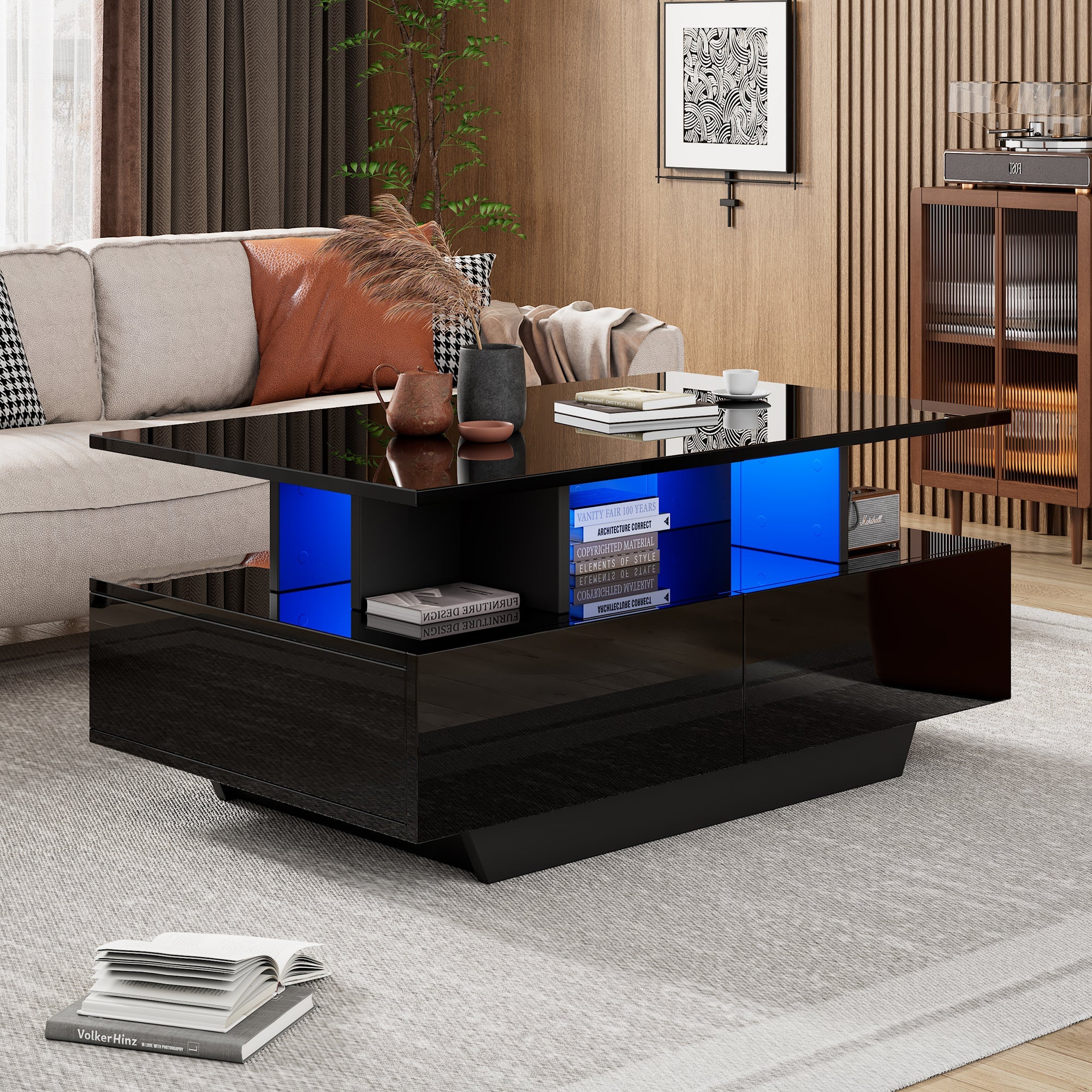Logidon LED-verlichting salontafel met 2 lades 90x55x41 cm