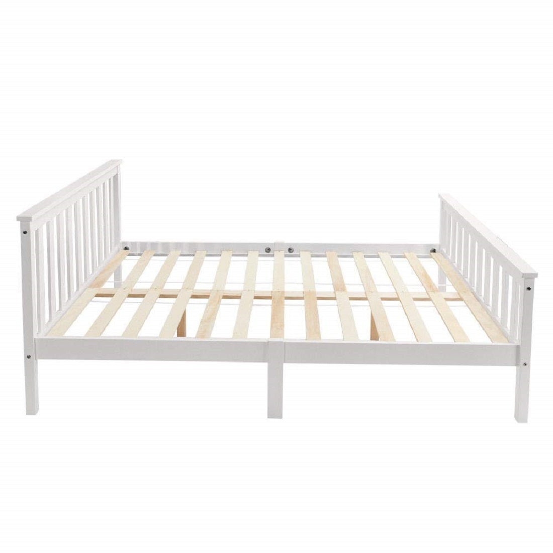 Logidon tweepersoonsbed 140 x 200 cm massief hout wit elegant design