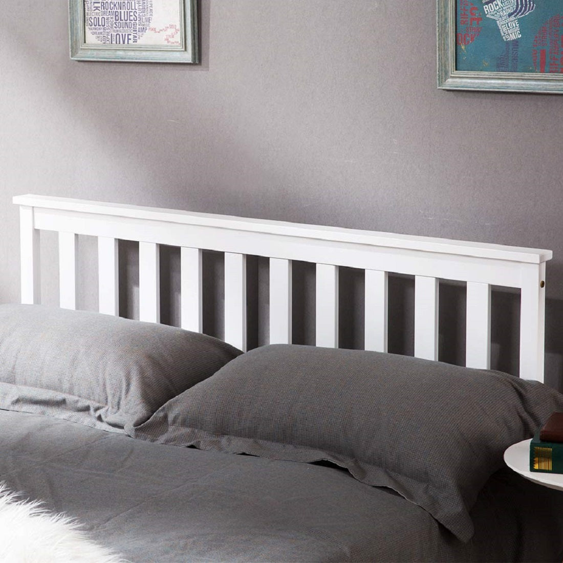 Logidon tweepersoonsbed 140 x 200 cm massief hout wit elegant design