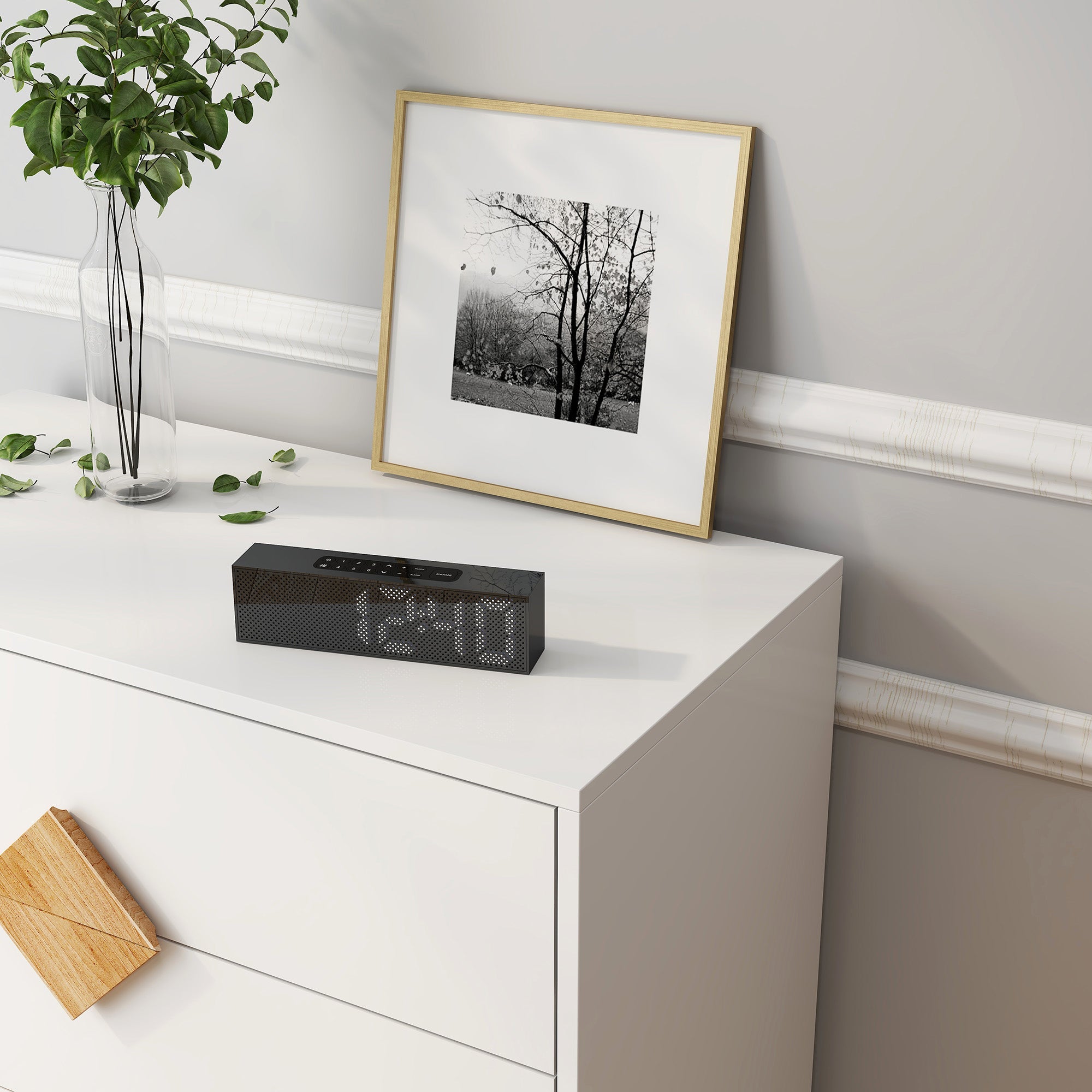 Logidon White Chest of Drawers with Four Drawers and Square Handles
