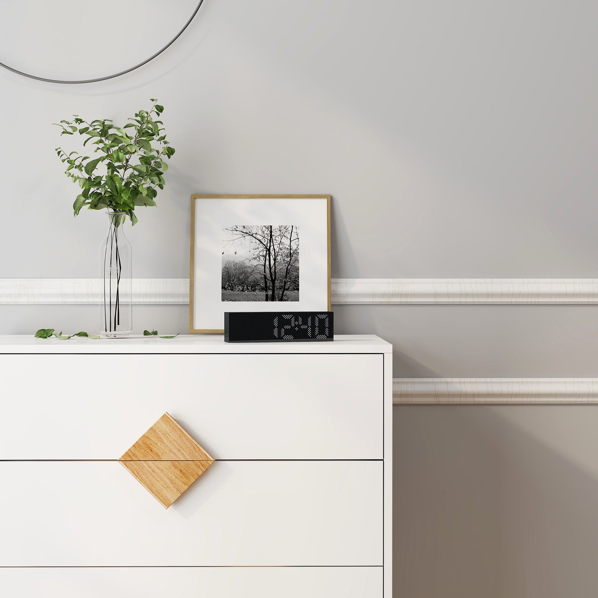 Logidon White Chest of Drawers with Four Drawers and Square Handles