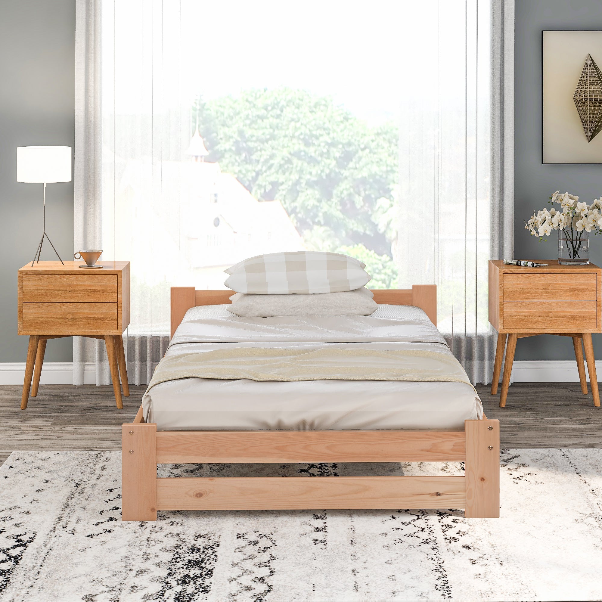 Logidon massief houten futonbed naturel 200x90 hoofdeinde lattenbodem