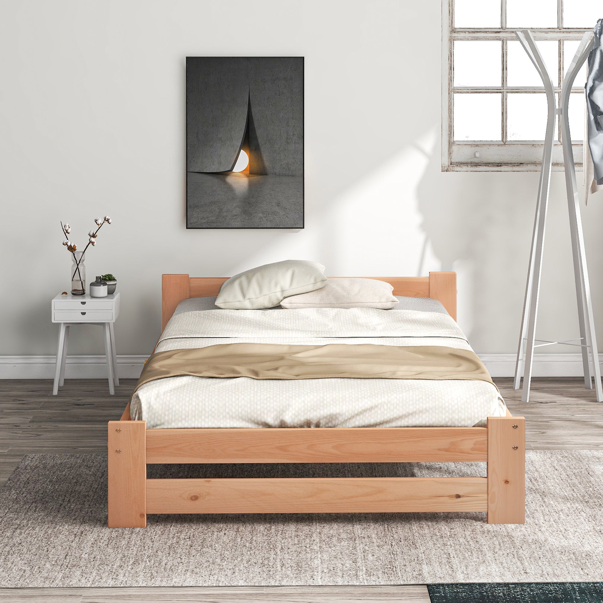 Logidon massief houten futonbed naturel 200x90 hoofdeinde lattenbodem