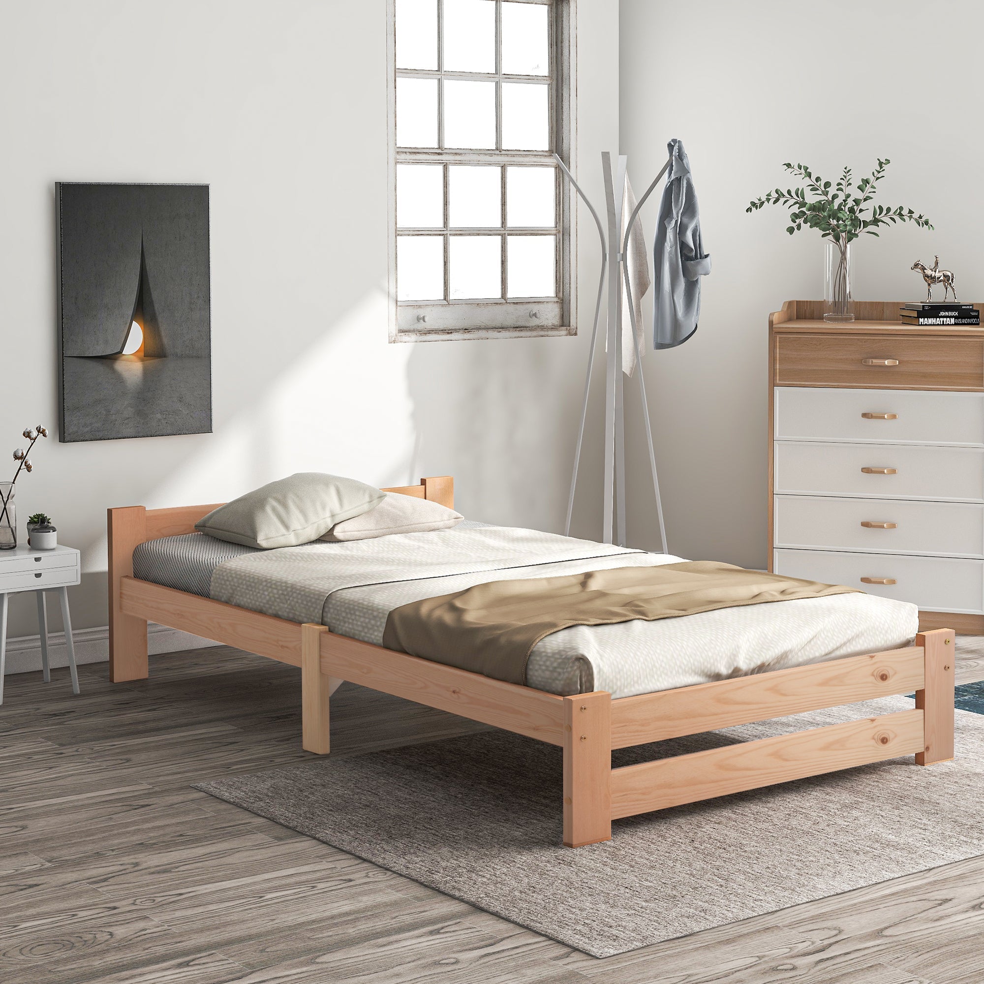 Logidon massief houten futonbed naturel 200x90 hoofdeinde lattenbodem
