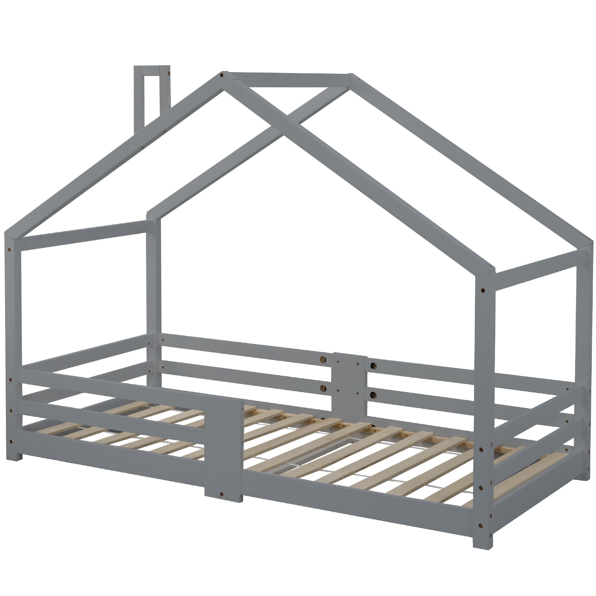 Logidon kinderbed huisbed met schouw grijs 90x200 cm