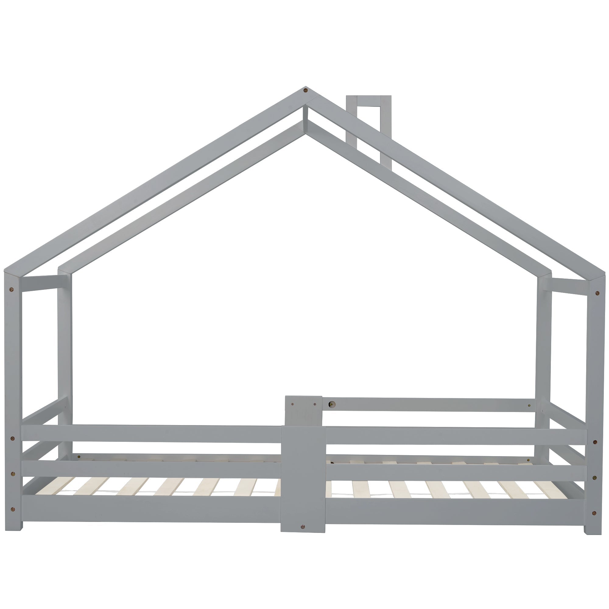 Logidon kinderbed huisbed met schouw grijs 90x200 cm