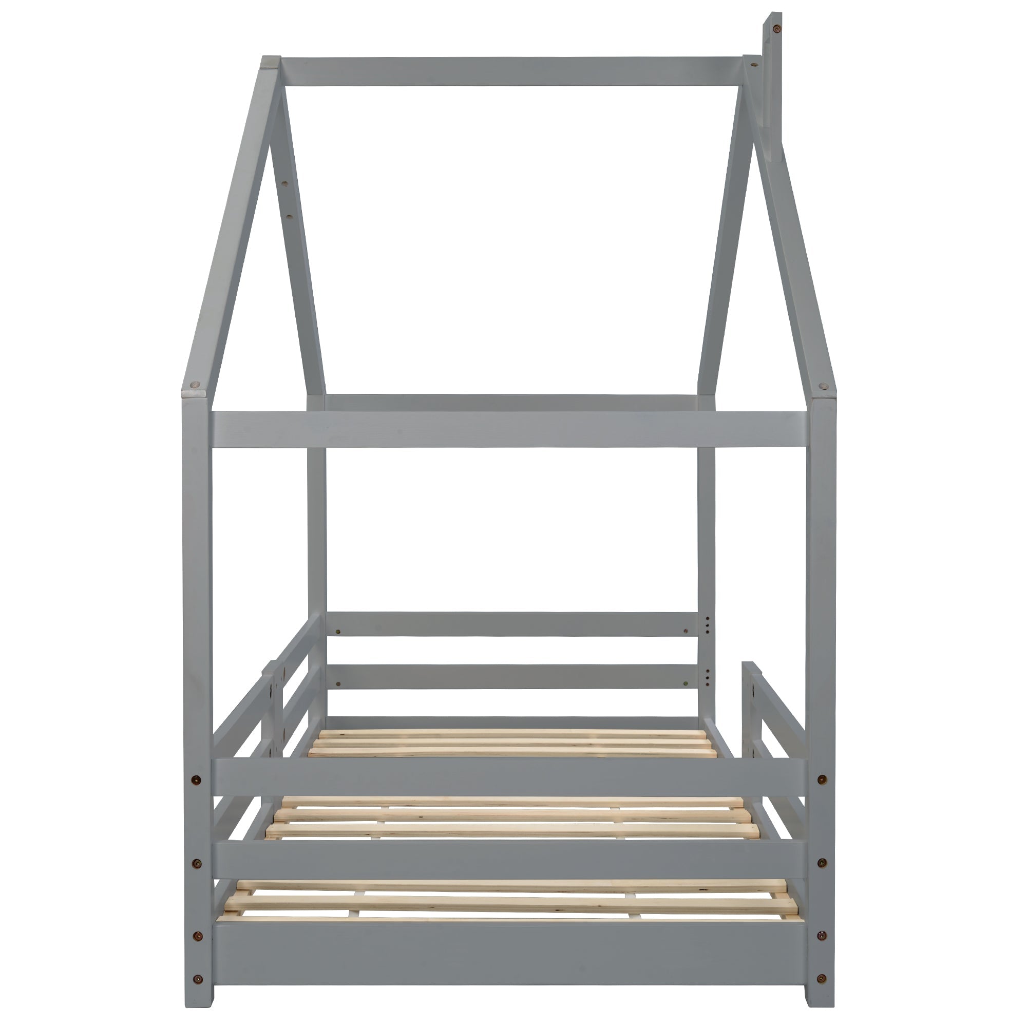Logidon kinderbed huisbed met schouw grijs 90x200 cm