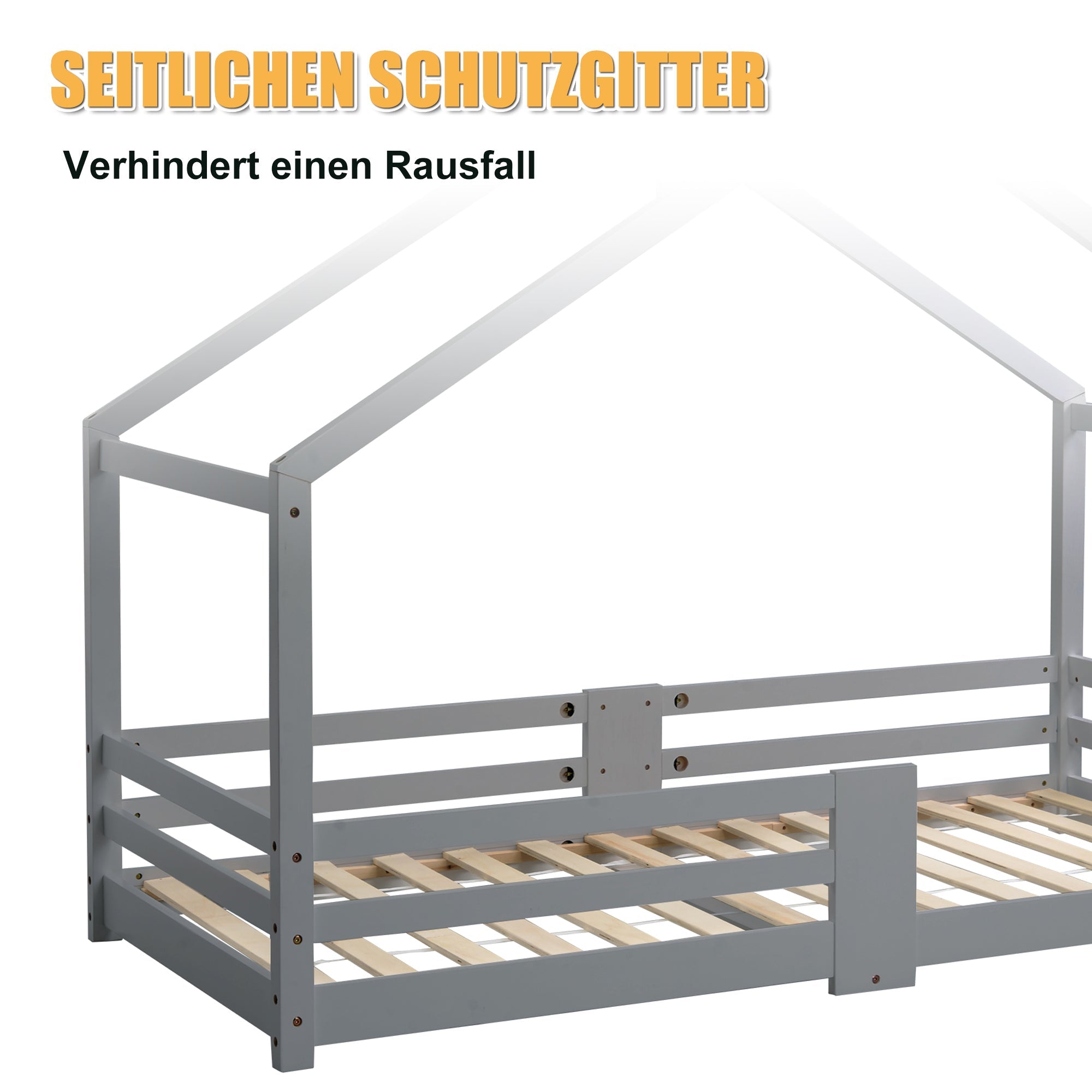 Logidon kinderbed huisbed met schouw grijs 90x200 cm
