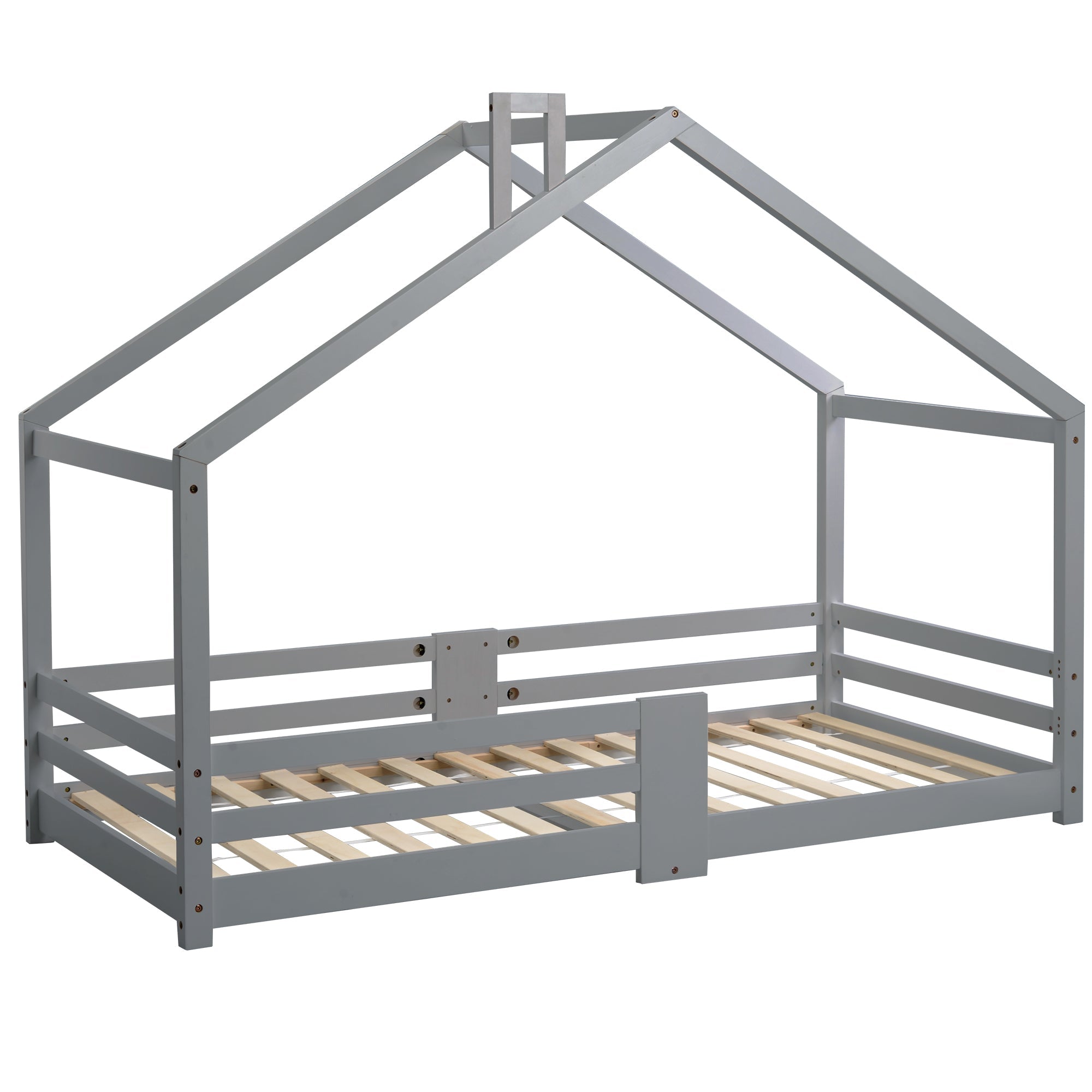 Logidon kinderbed huisbed met schouw grijs 90x200 cm