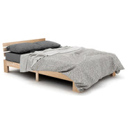 Logidon massief houten tweepersoonsbed 140x200 naturel hoofdbord lattenbodem