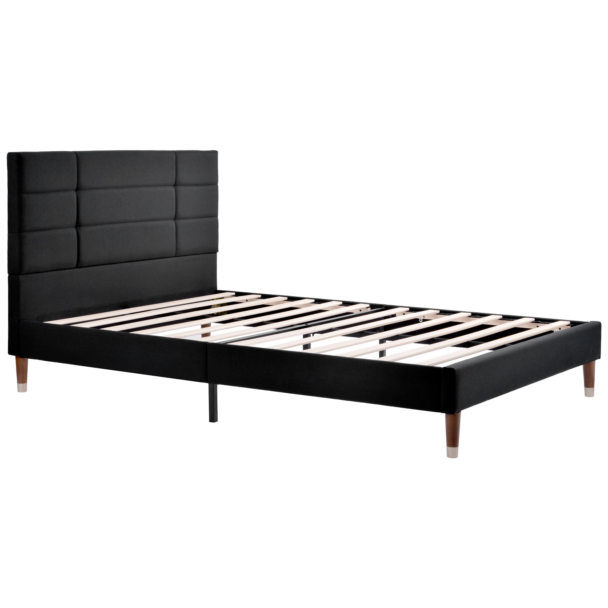 Logidon gestoffeerd bed 140x200 cm zwart linnen met hoofdeinde