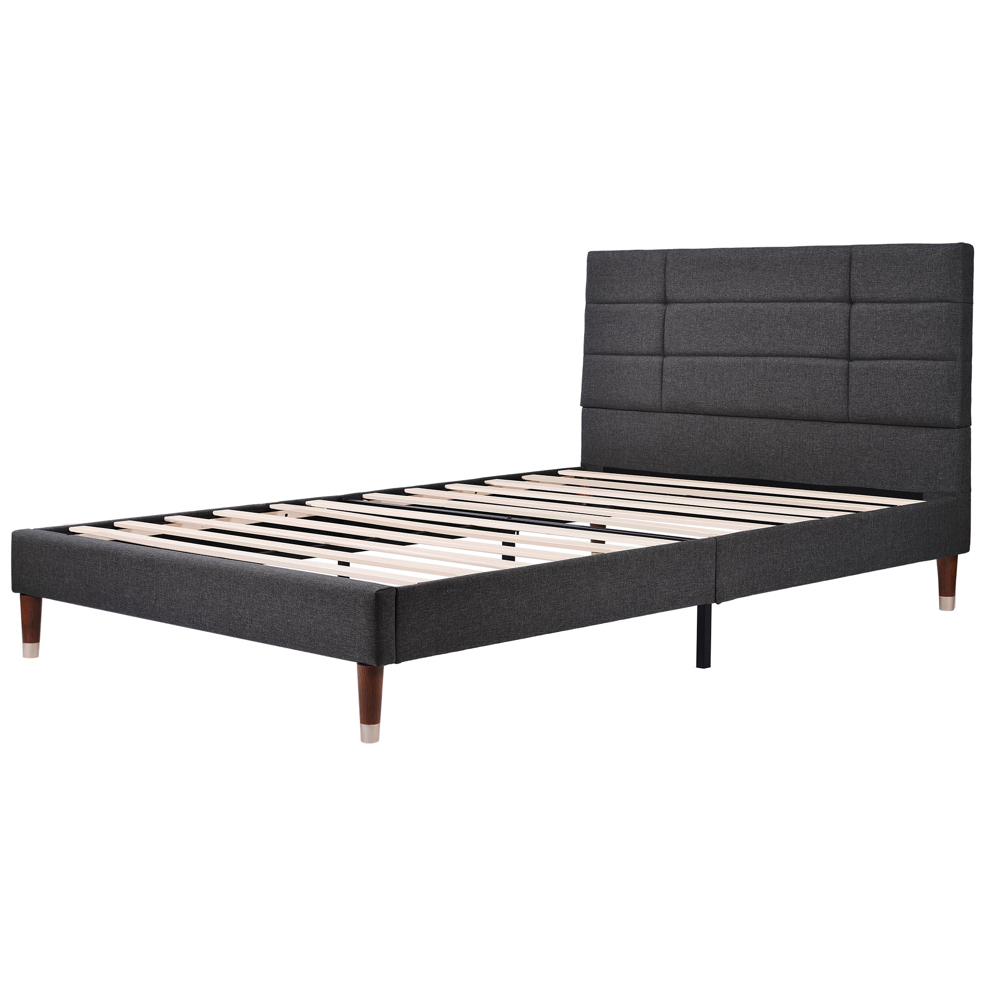 Logidon upholstered bed double bed 140x200 with slatted frame dark gray linen