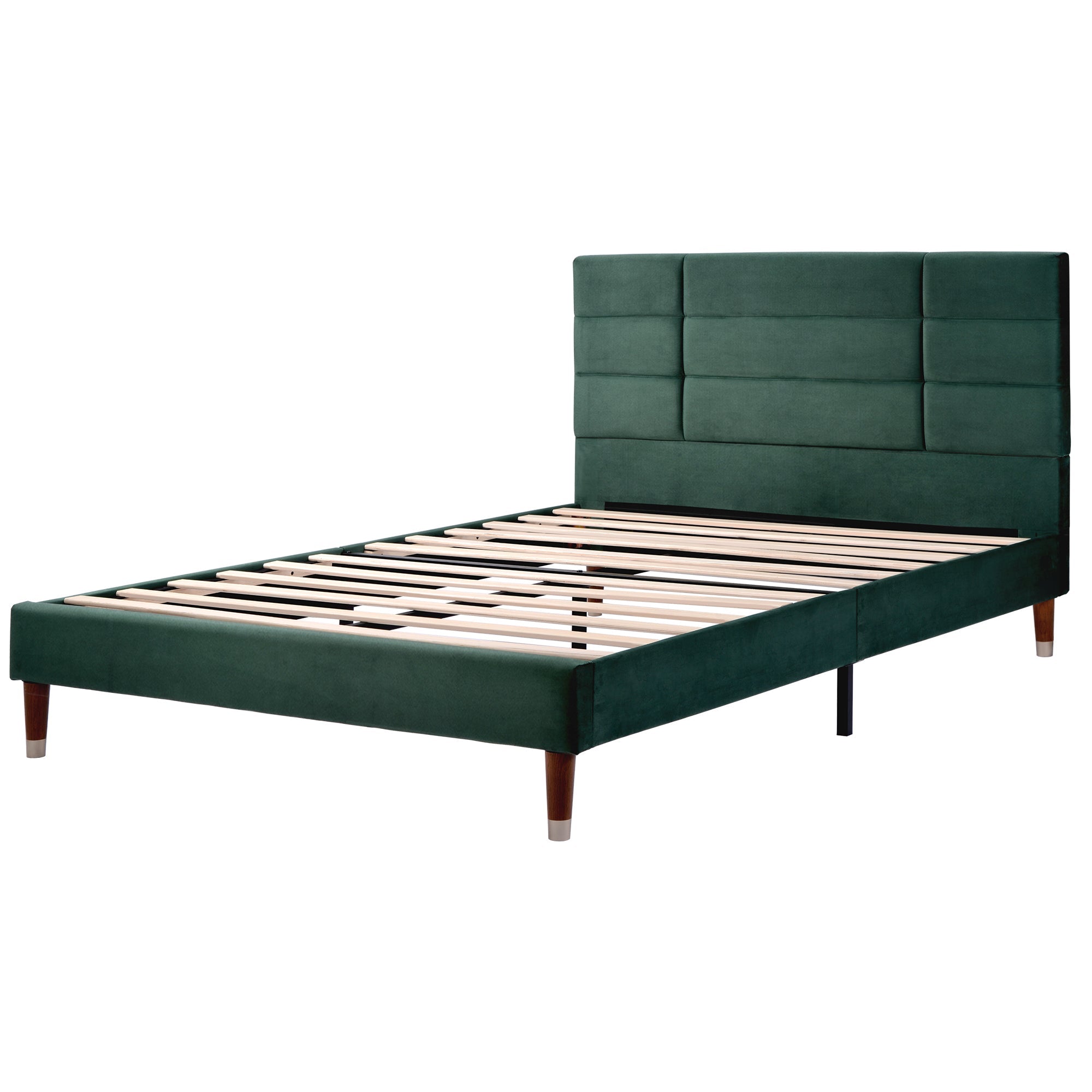 Logidon tweepersoonsbed 140x200 donkergroen fluweel met lattenbodem