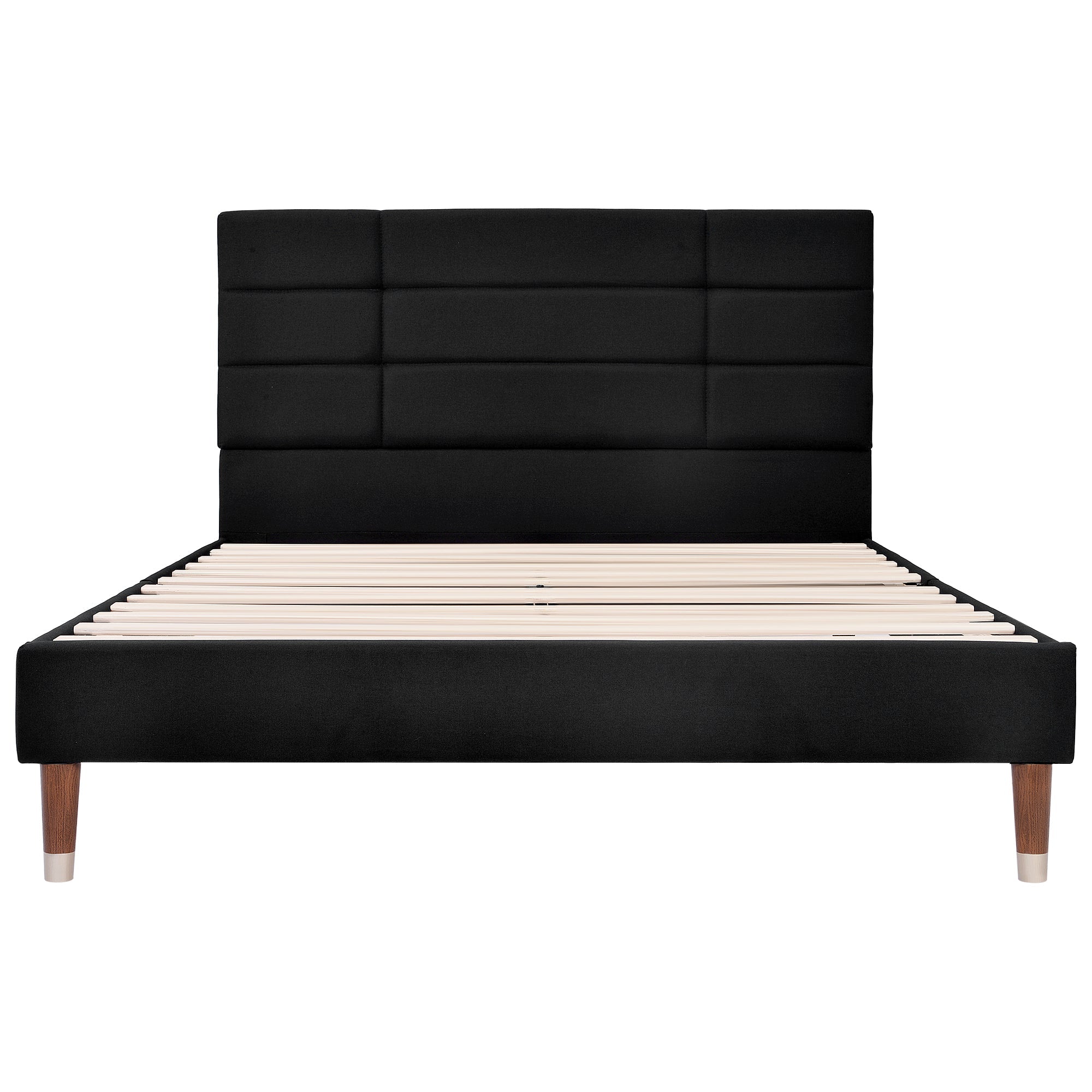 Logidon gestoffeerd bed 140x200 cm zwart linnen met hoofdeinde