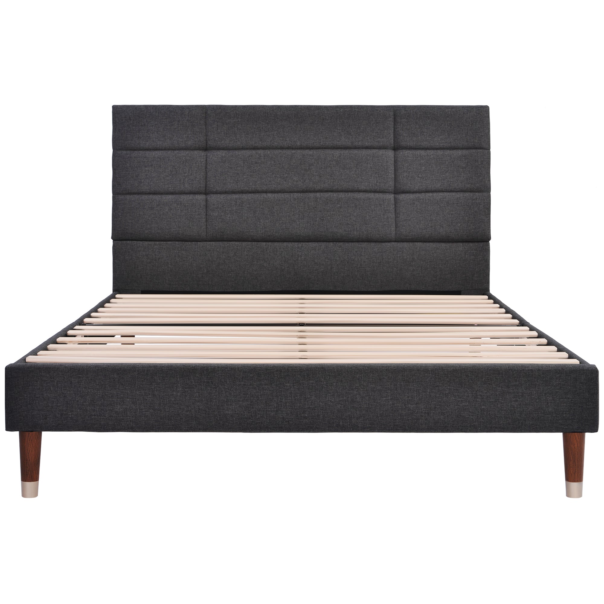 Logidon upholstered bed double bed 140x200 with slatted frame dark gray linen