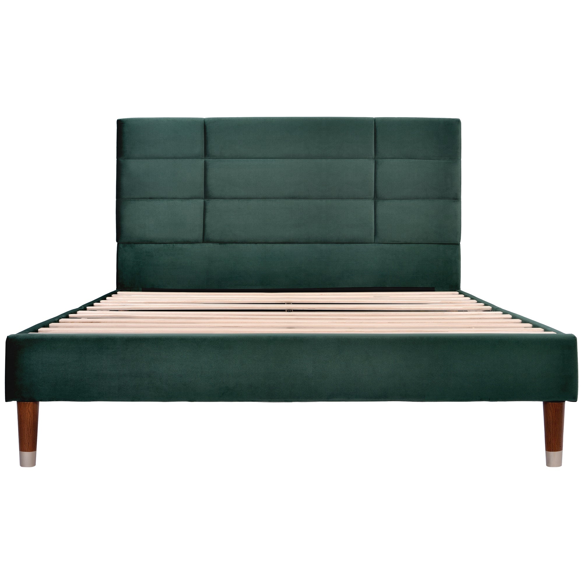 Logidon tweepersoonsbed 140x200 donkergroen fluweel met lattenbodem