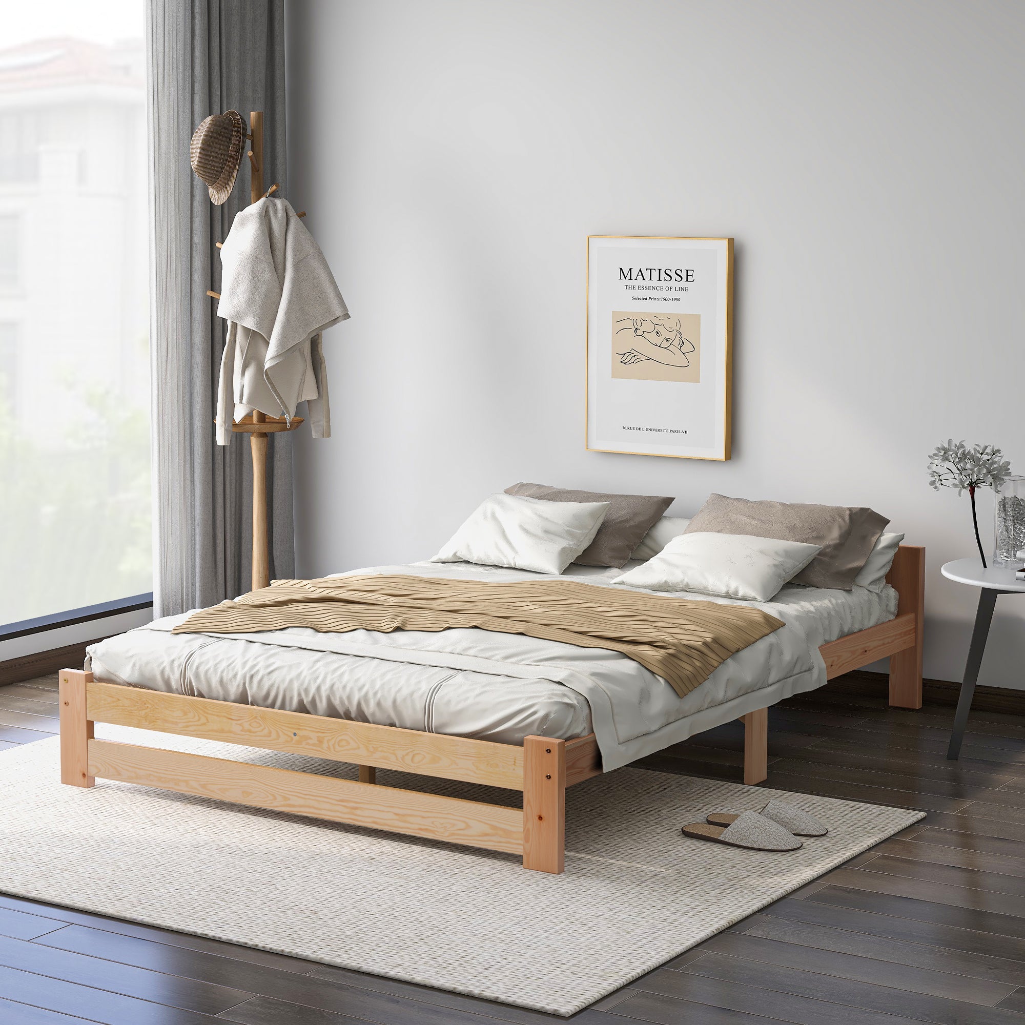 Logidon massief houten futonbed 200x140 cm naturel met lattenhoofdeinde