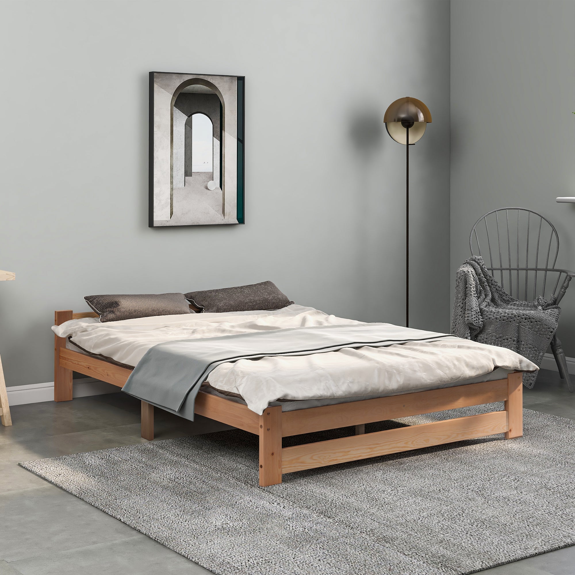 Logidon massief houten futonbed 200x140 cm naturel met lattenhoofdeinde