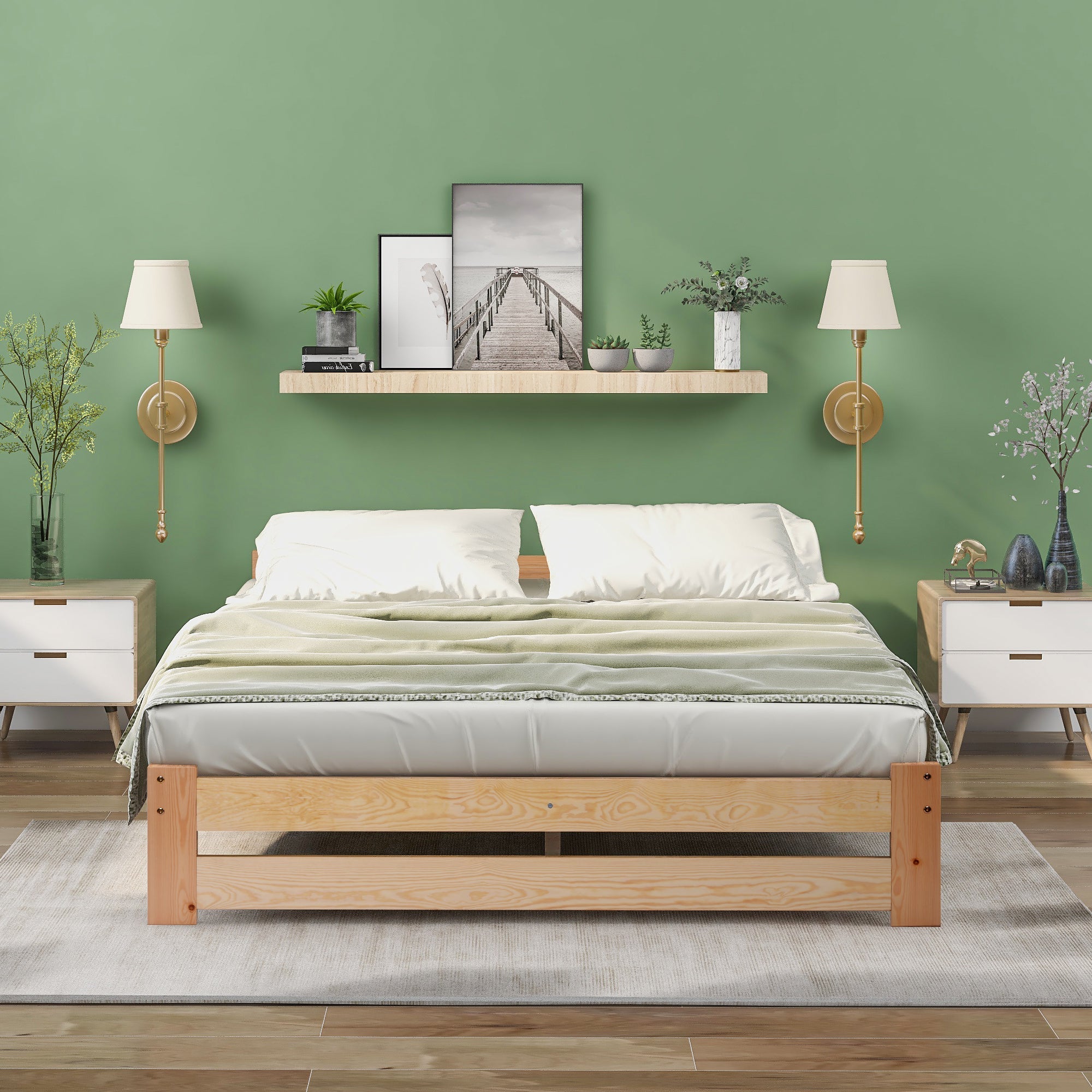 Logidon massief houten futonbed 200x140 cm naturel met lattenhoofdeinde
