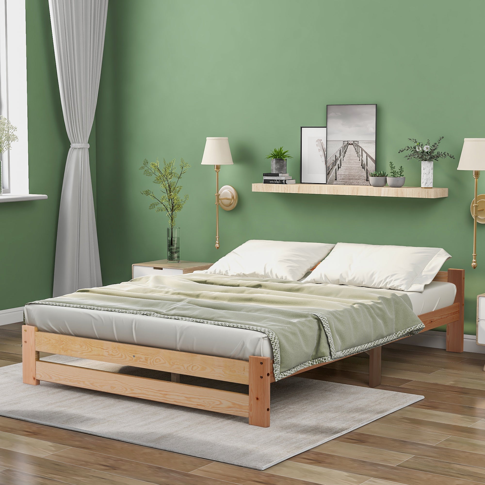 Logidon massief houten futonbed 200x140 cm naturel met lattenhoofdeinde