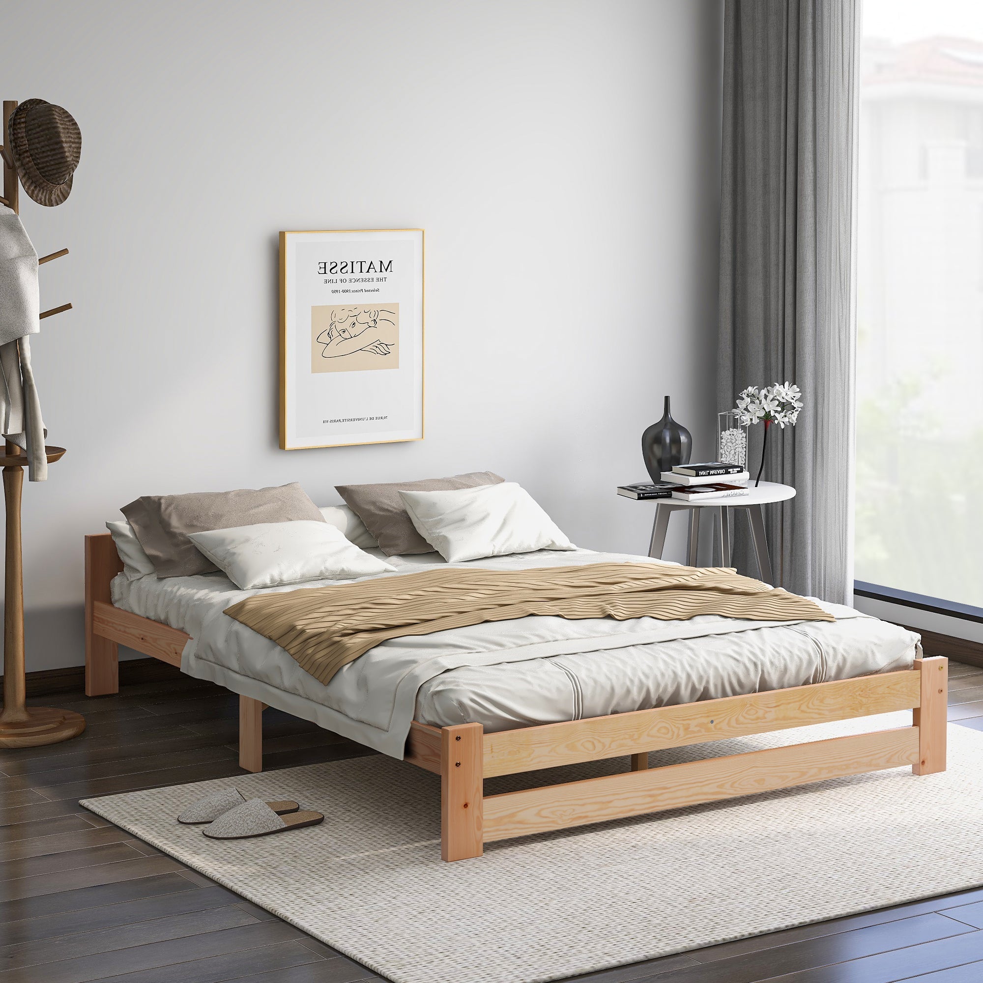 Logidon massief houten futonbed 200x140 cm naturel met lattenhoofdeinde