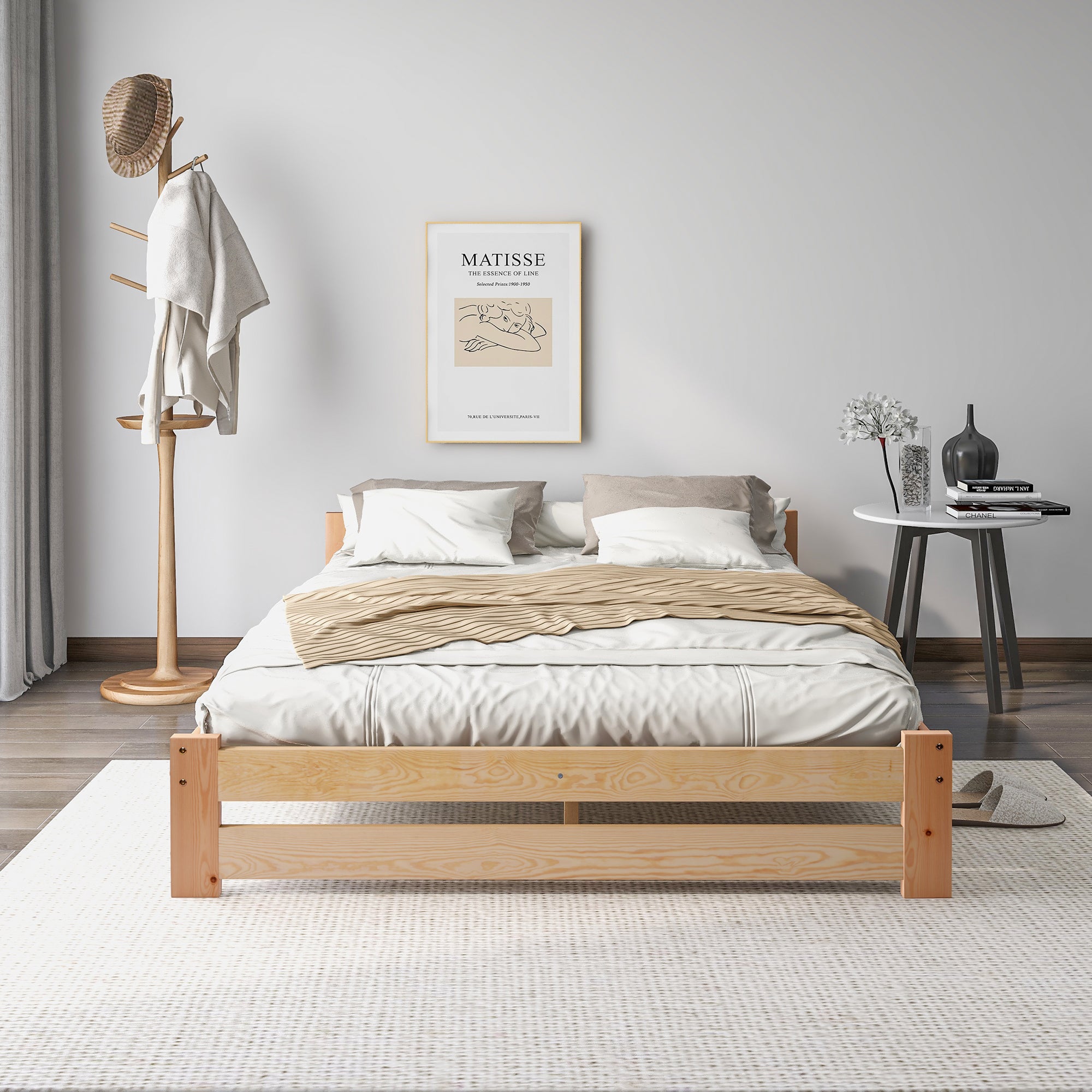 Logidon massief houten futonbed 200x140 cm naturel met lattenhoofdeinde