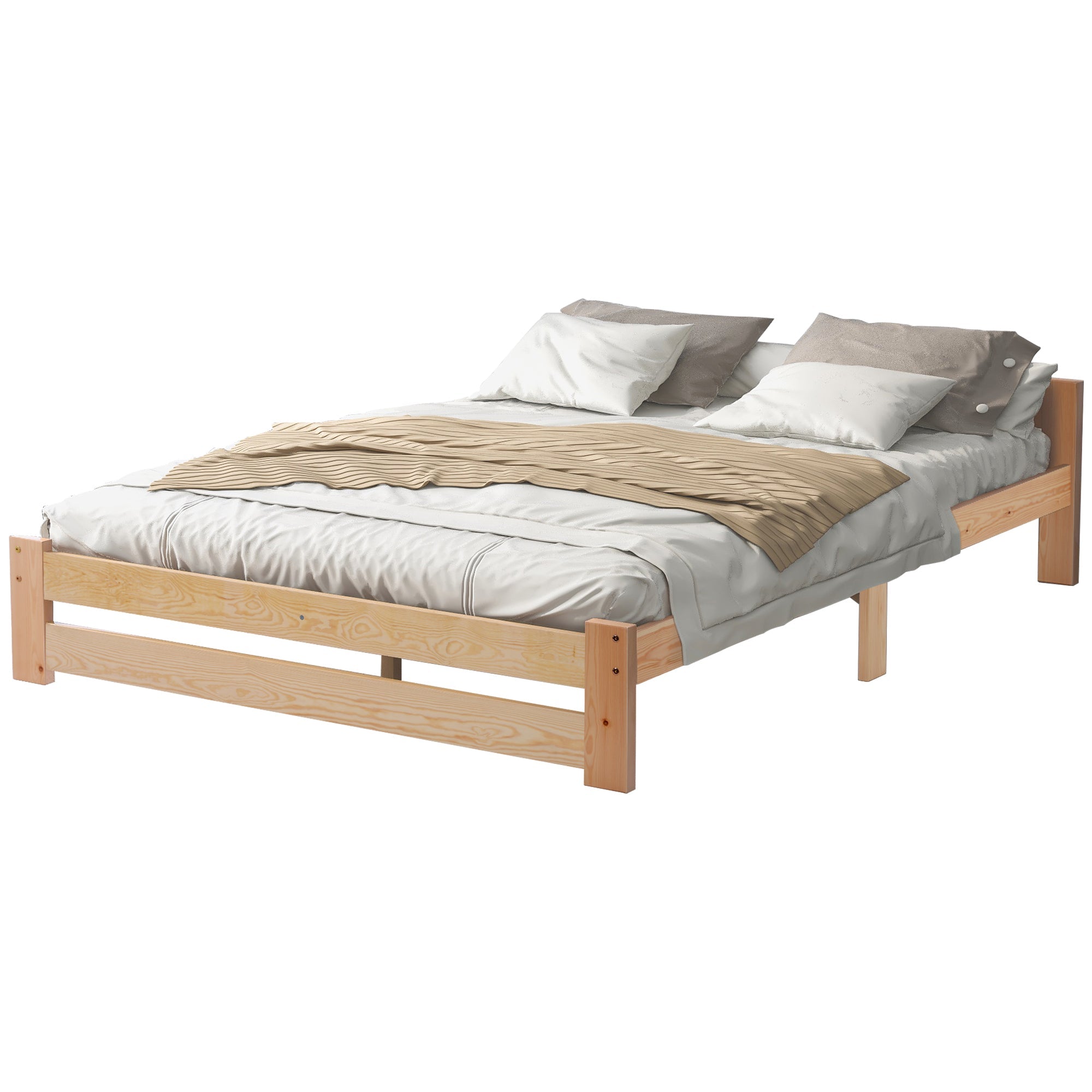 Logidon massief houten futonbed 200x140 cm naturel met lattenhoofdeinde