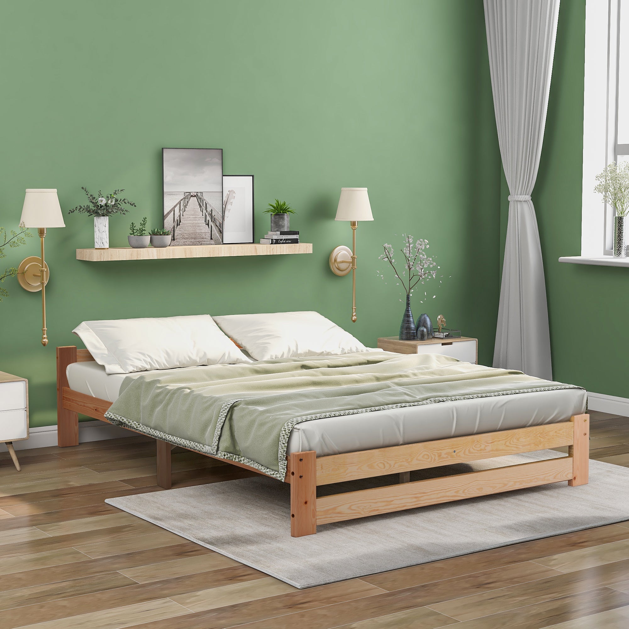Logidon massief houten futonbed 200x140 cm naturel met lattenhoofdeinde