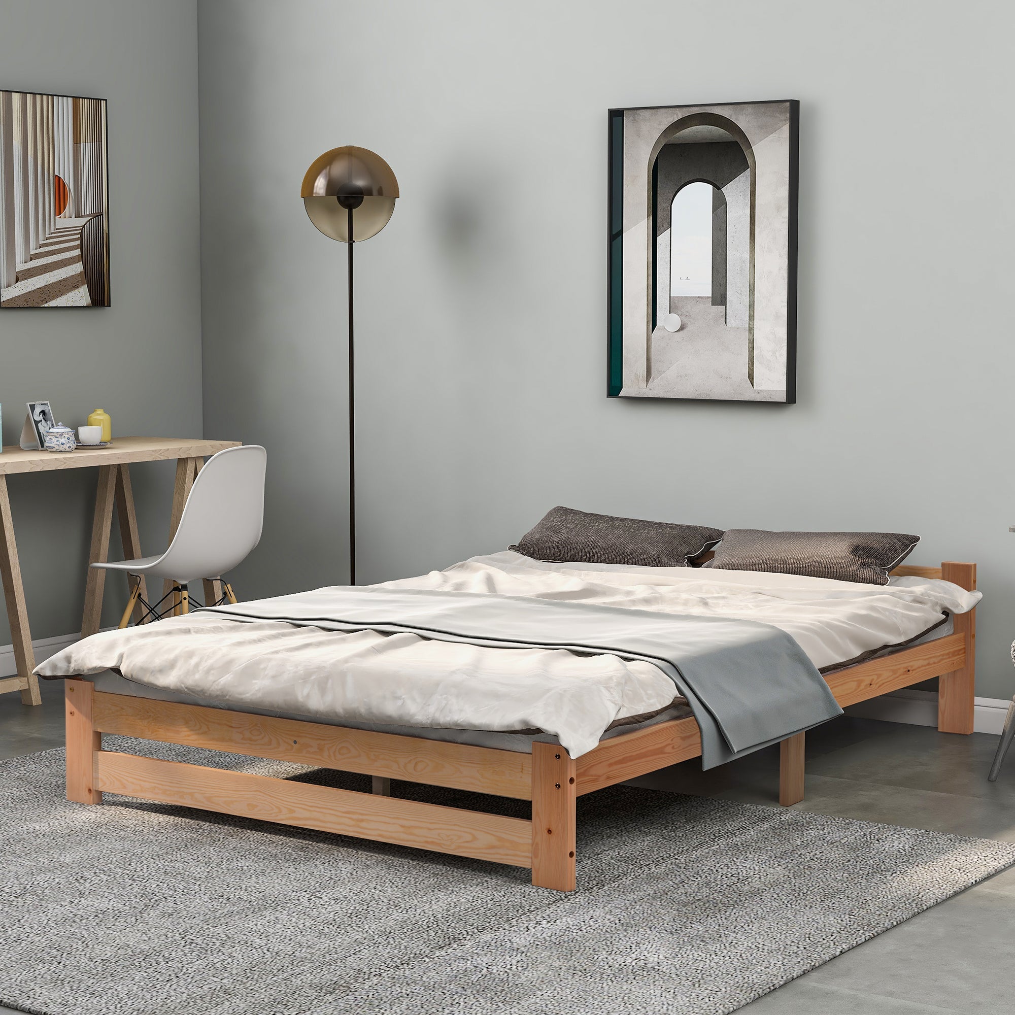 Logidon massief houten futonbed 200x140 cm naturel met lattenhoofdeinde