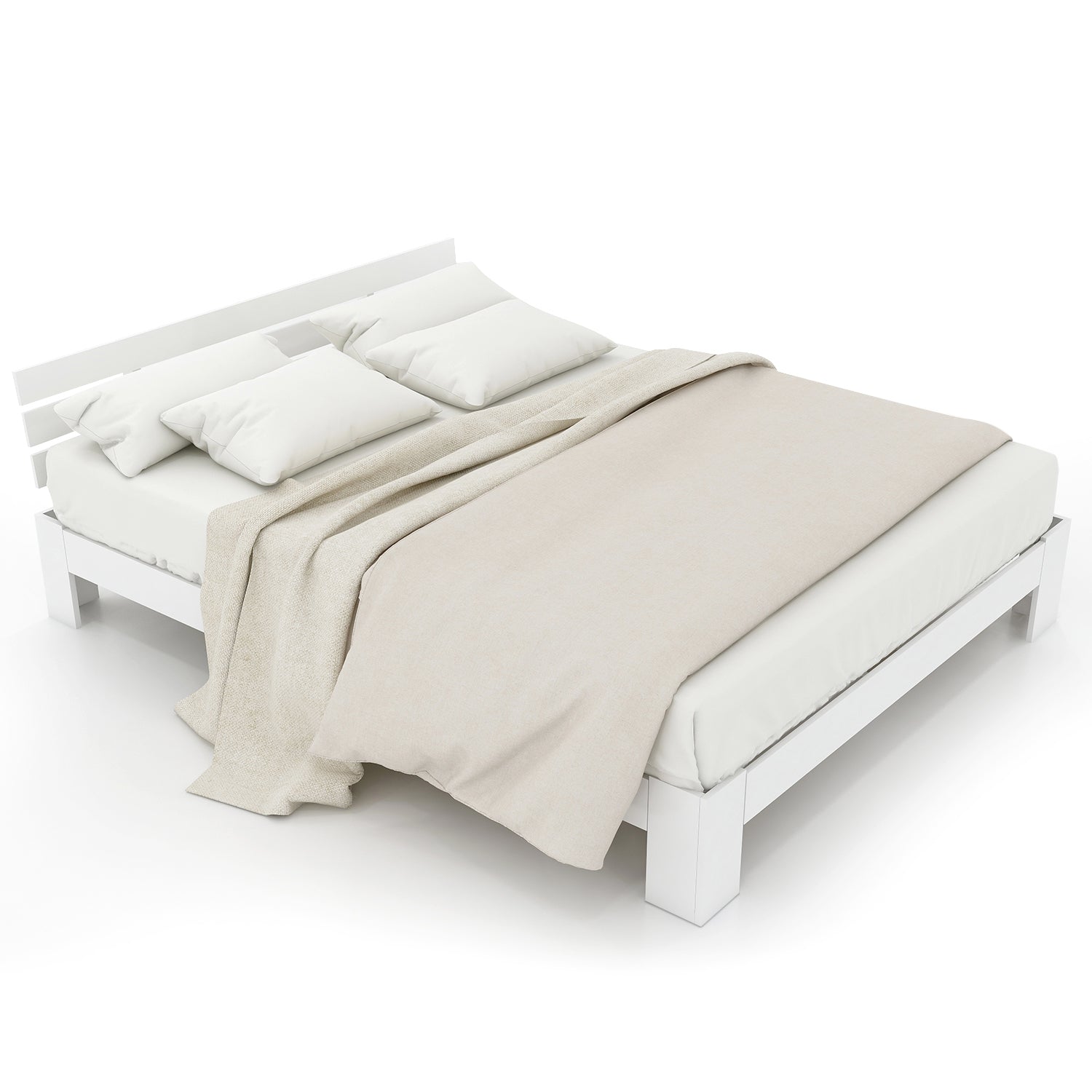 Logidon houten bed tweepersoonsbed 200x140 wit hoofdbord lattenbodem FSC