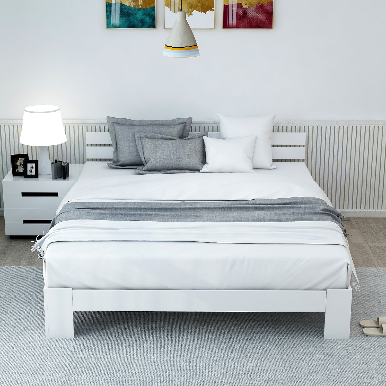 Logidon houten bed tweepersoonsbed 200x140 wit hoofdbord lattenbodem FSC