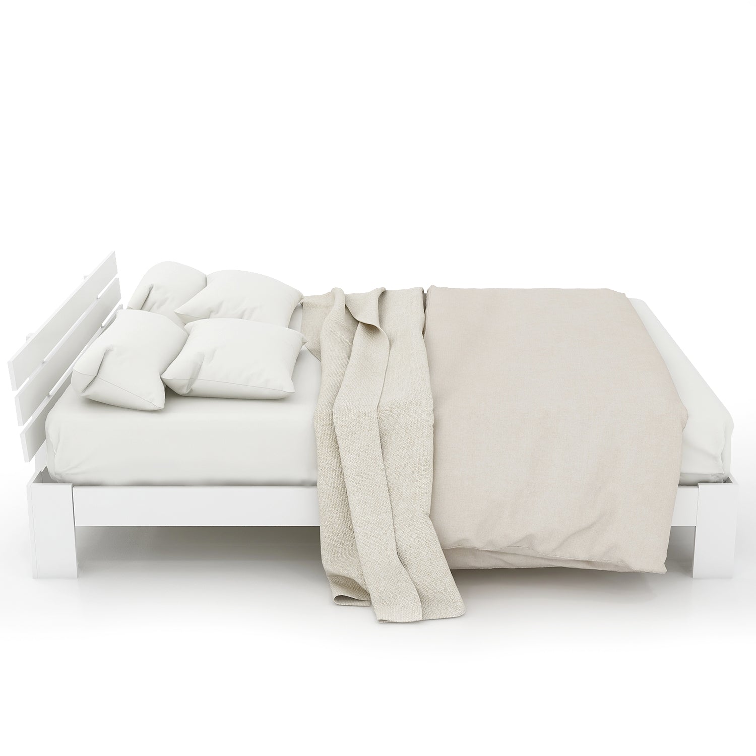 Logidon houten bed tweepersoonsbed 200x140 wit hoofdbord lattenbodem FSC