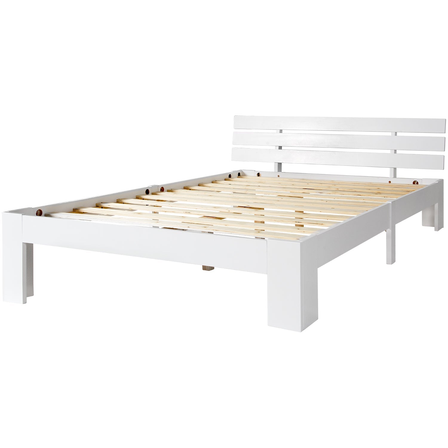 Logidon houten bed tweepersoonsbed 200x140 wit hoofdbord lattenbodem FSC