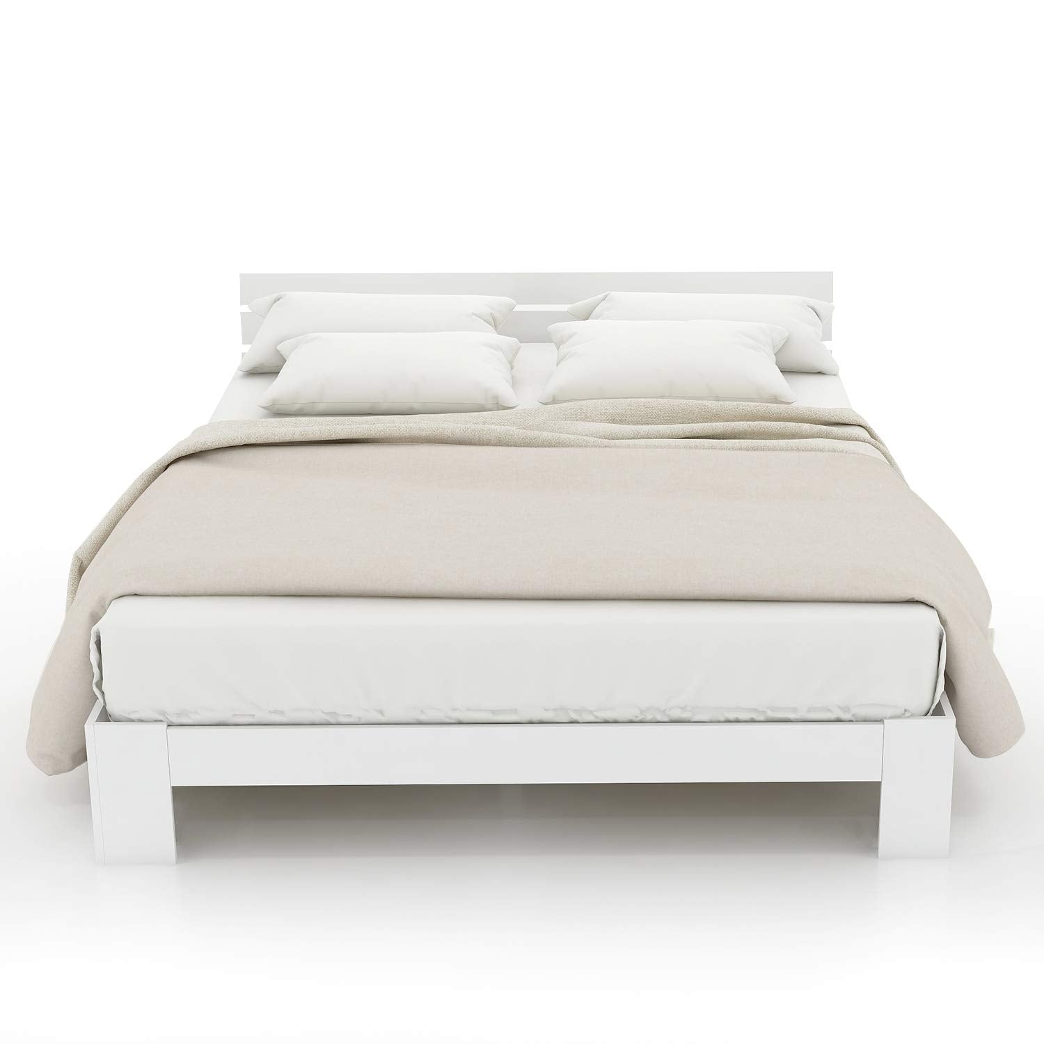 Logidon houten bed tweepersoonsbed 200x140 wit hoofdbord lattenbodem FSC
