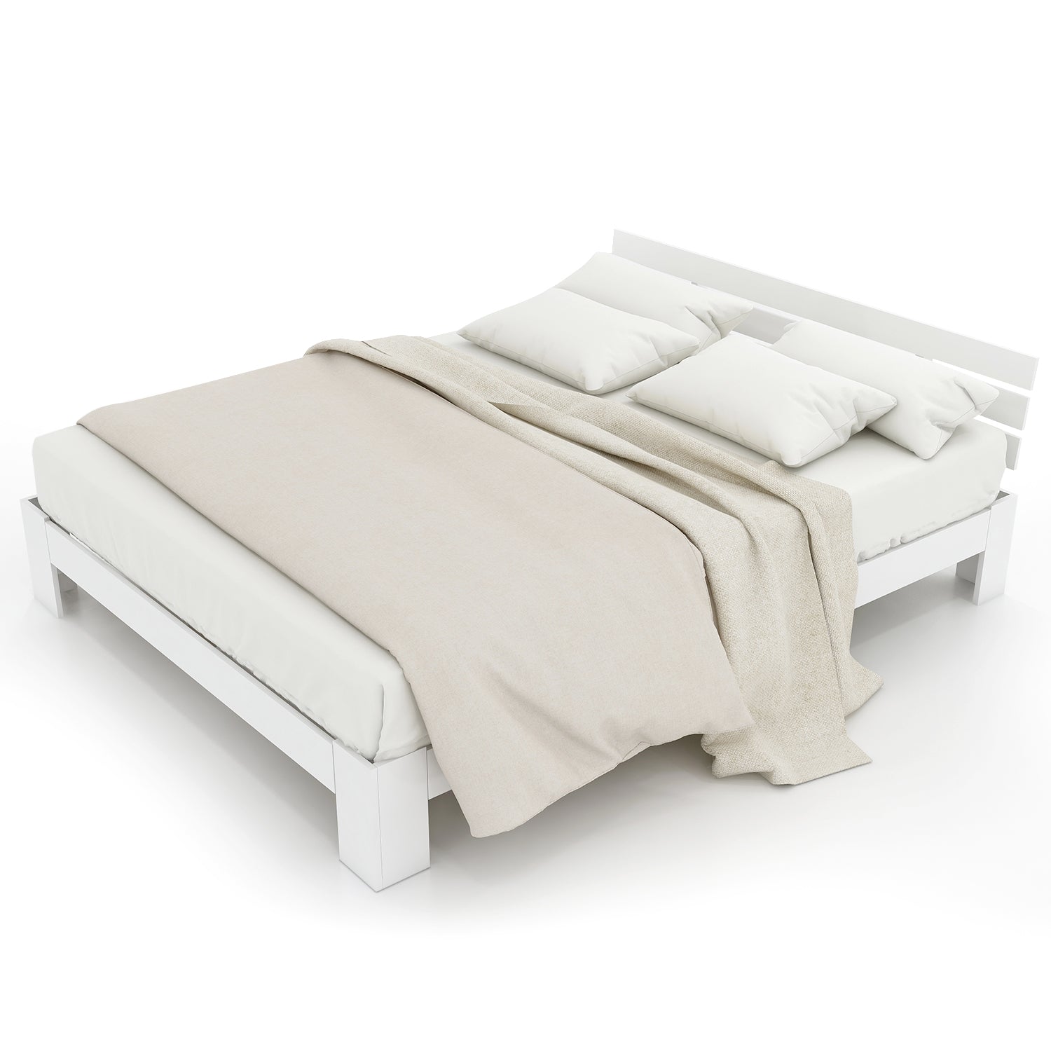 Logidon houten bed tweepersoonsbed 200x140 wit hoofdbord lattenbodem FSC
