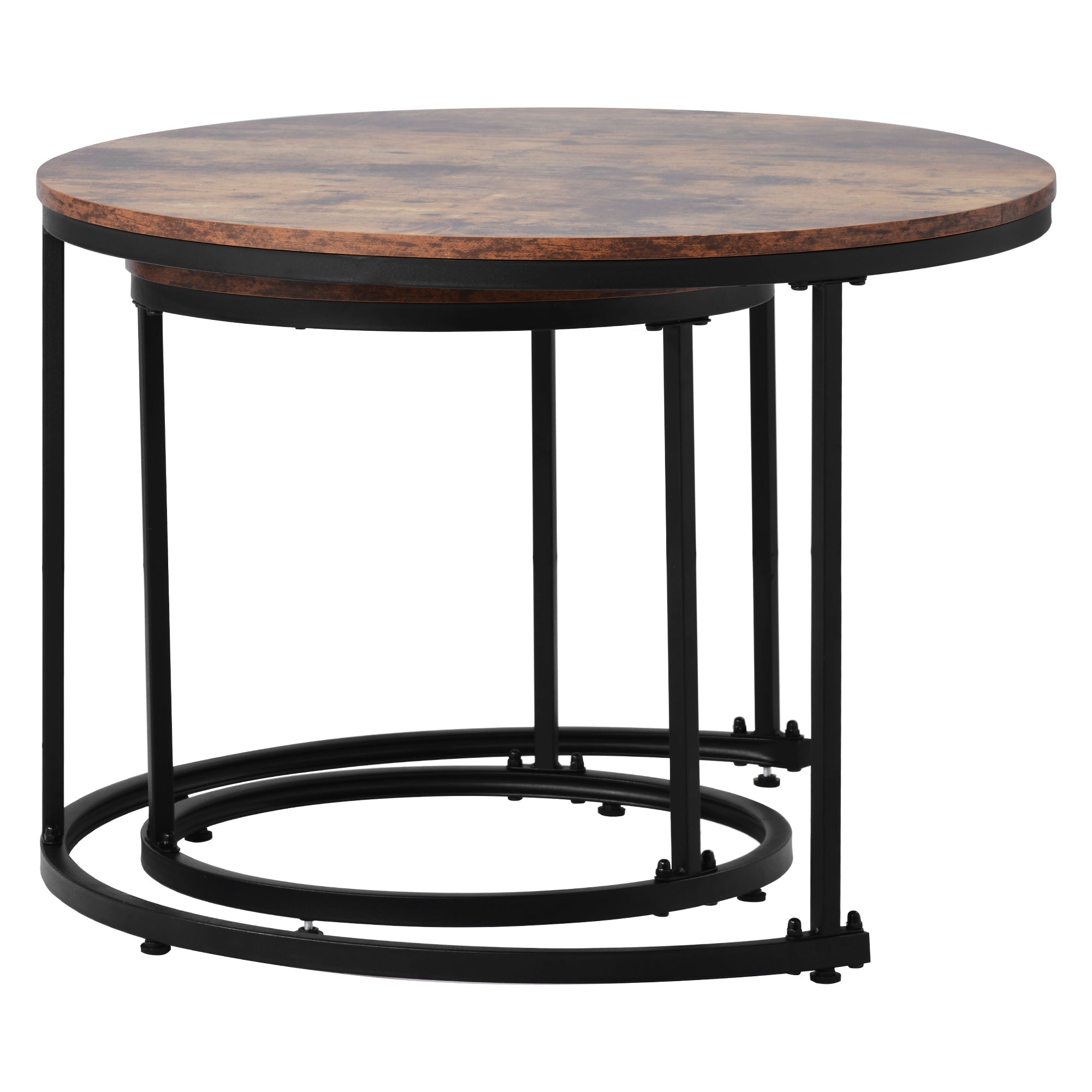Logidon ronde salontafels set van 2 bruin nestbaar MDF