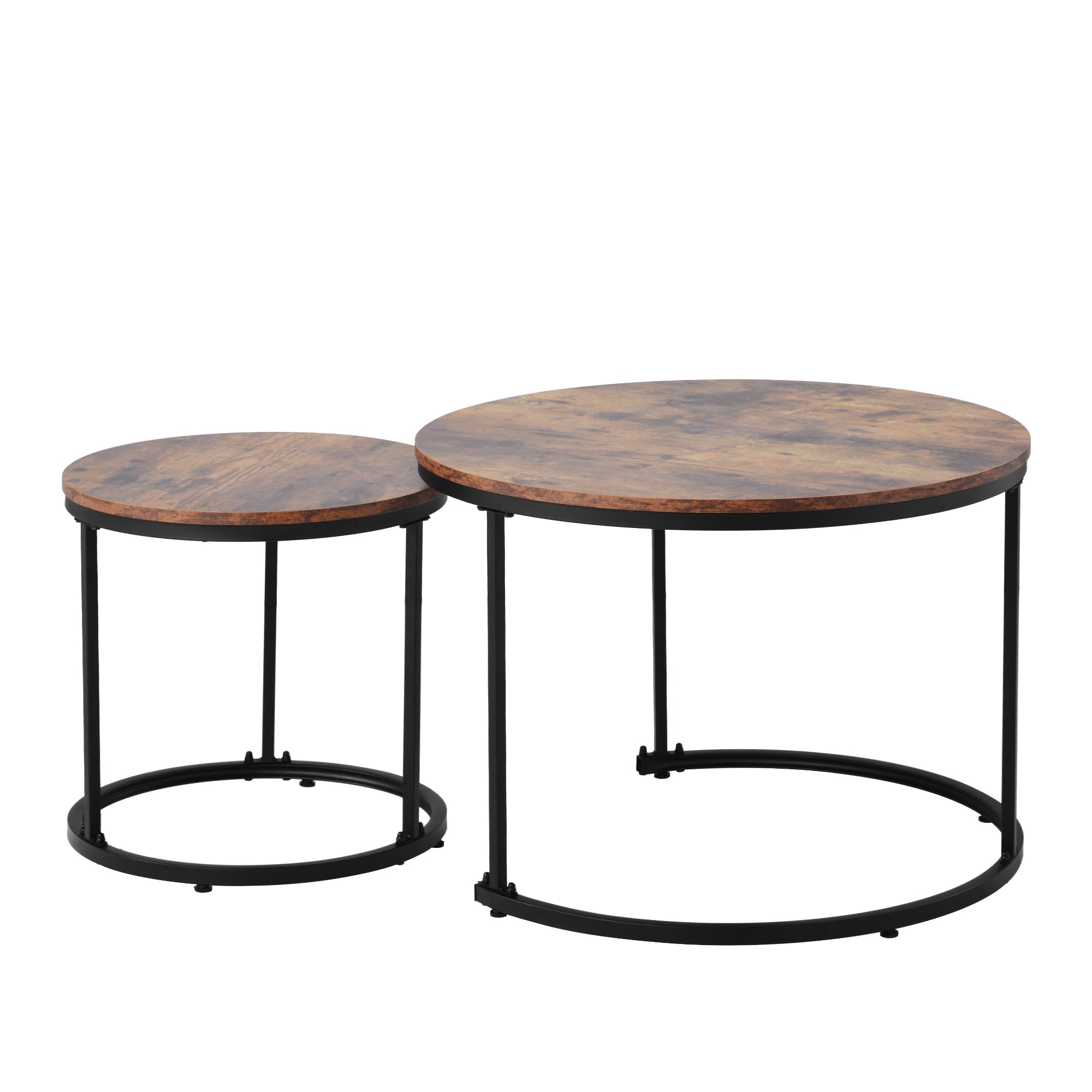 Logidon ronde salontafels set van 2 bruin nestbaar MDF
