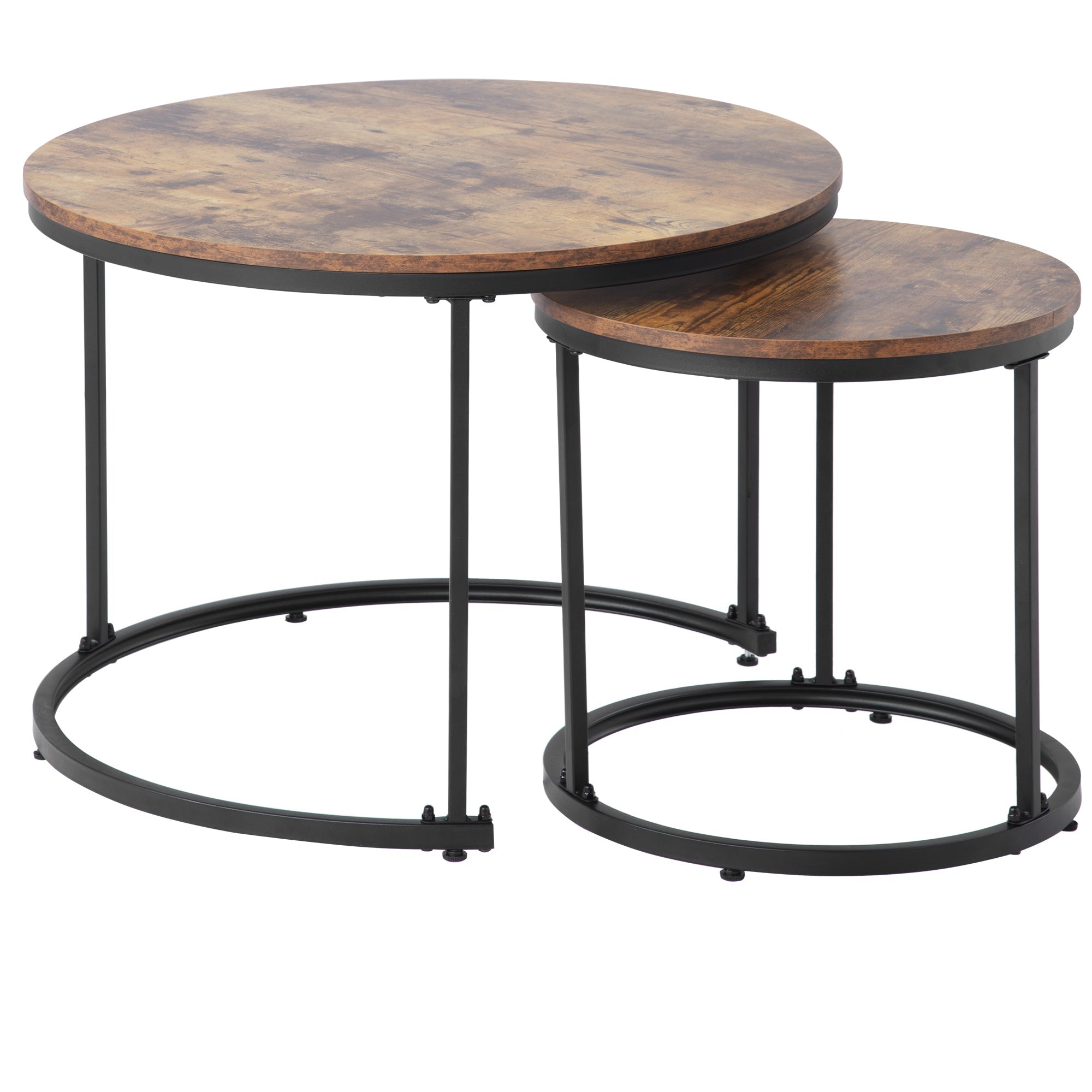 Logidon ronde salontafels set van 2 bruin nestbaar MDF