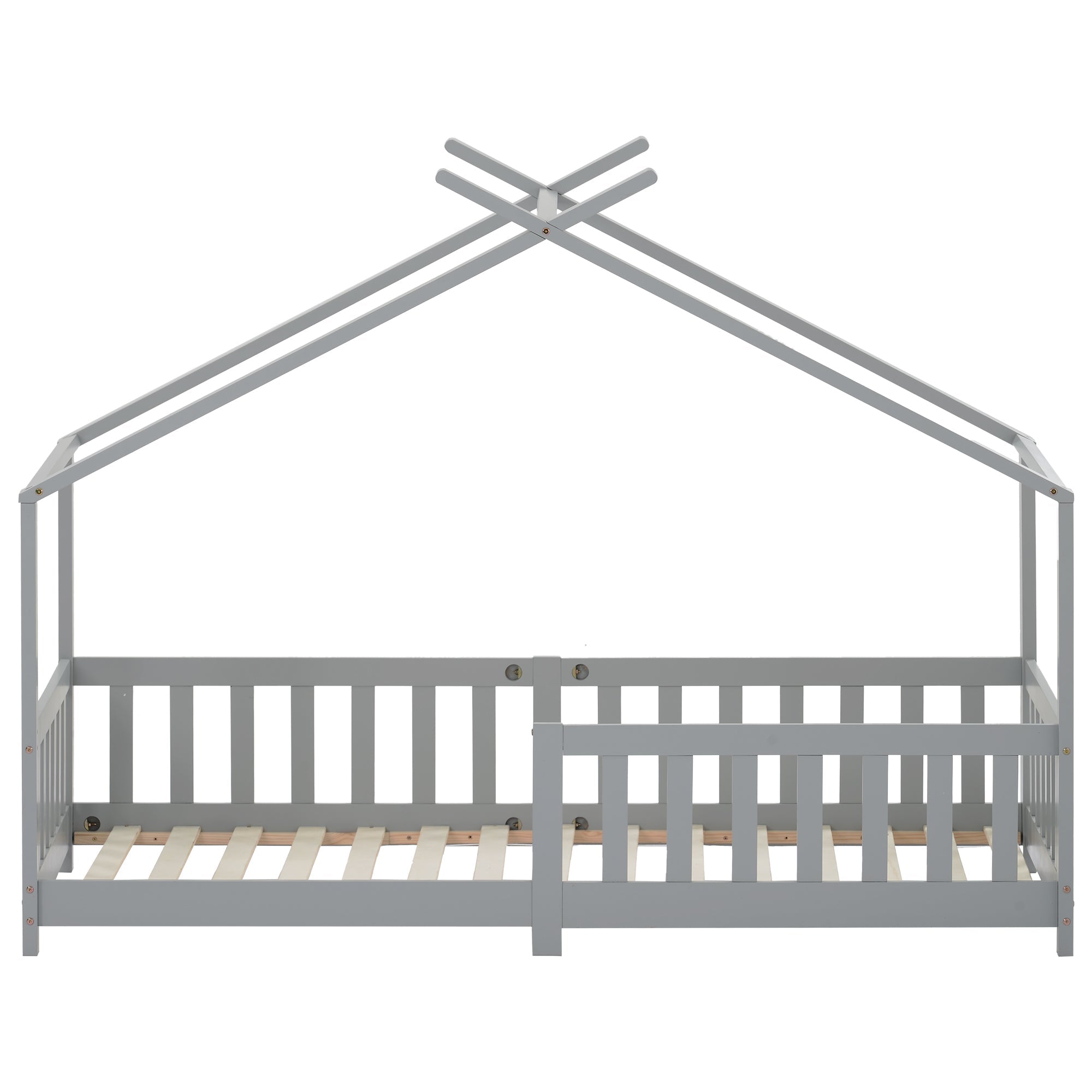 Logidon Stijlvol kinderbed 90x200 cm grijs met valbeveiliging
