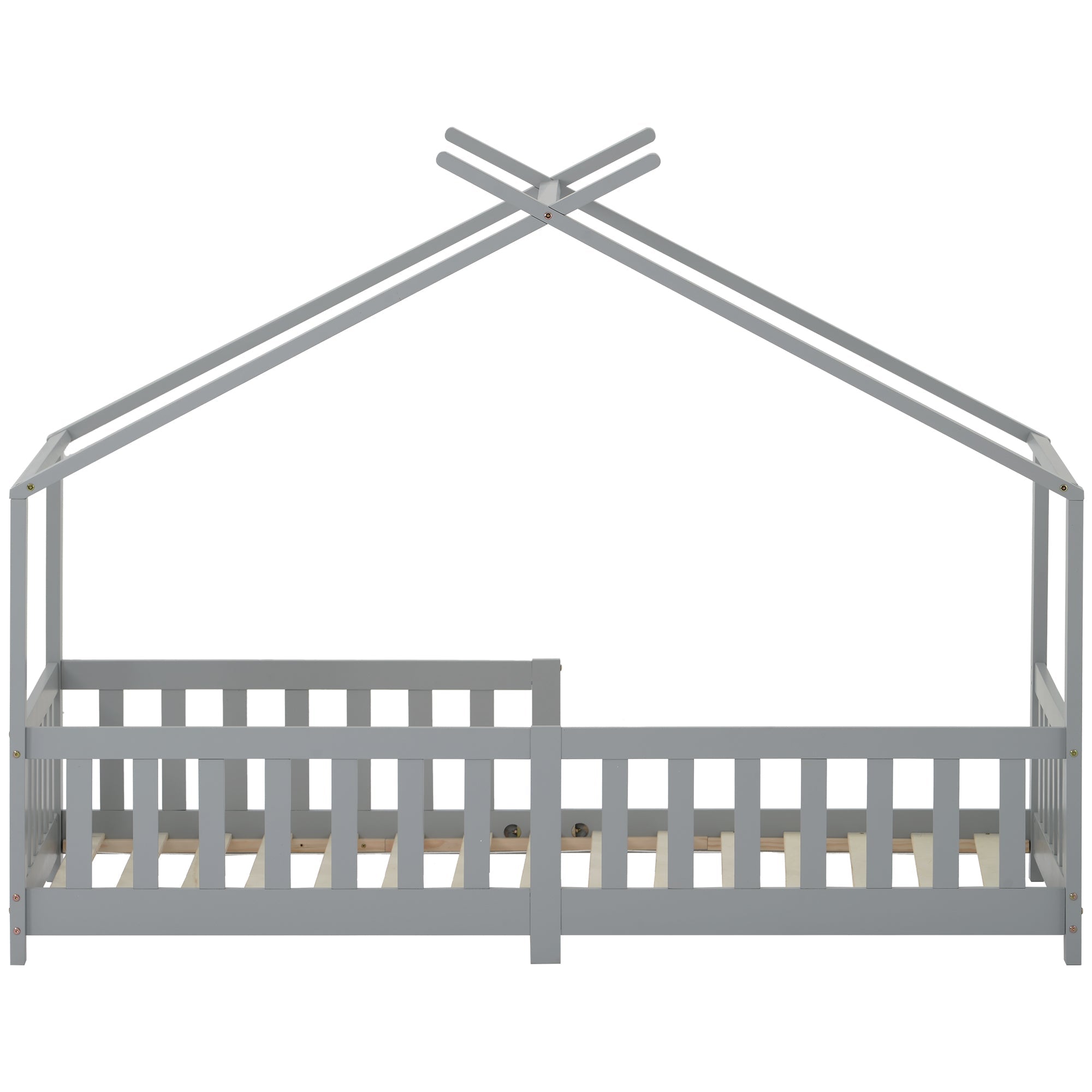 Logidon Stijlvol kinderbed 90x200 cm grijs met valbeveiliging