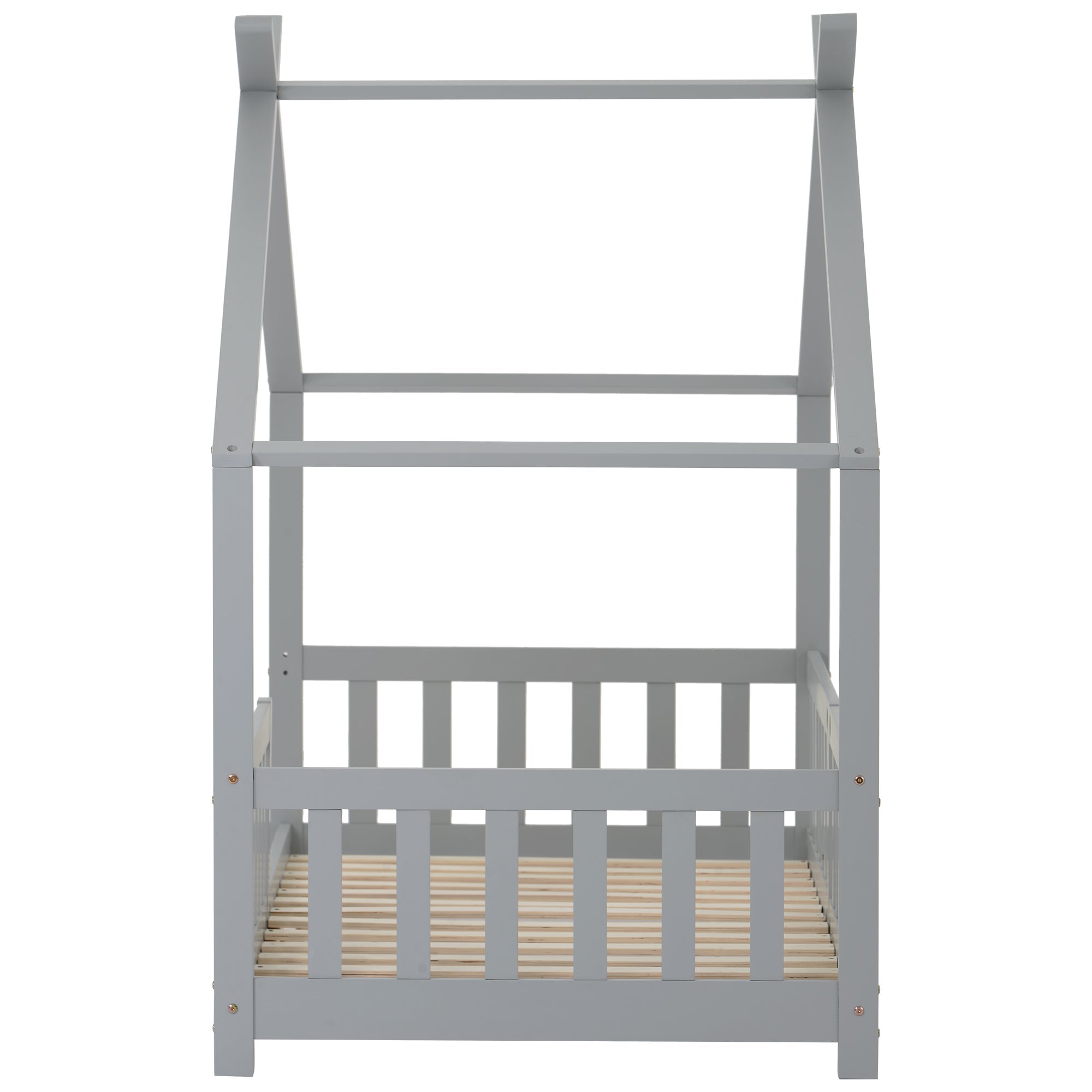 Logidon Stijlvol kinderbed 90x200 cm grijs met valbeveiliging