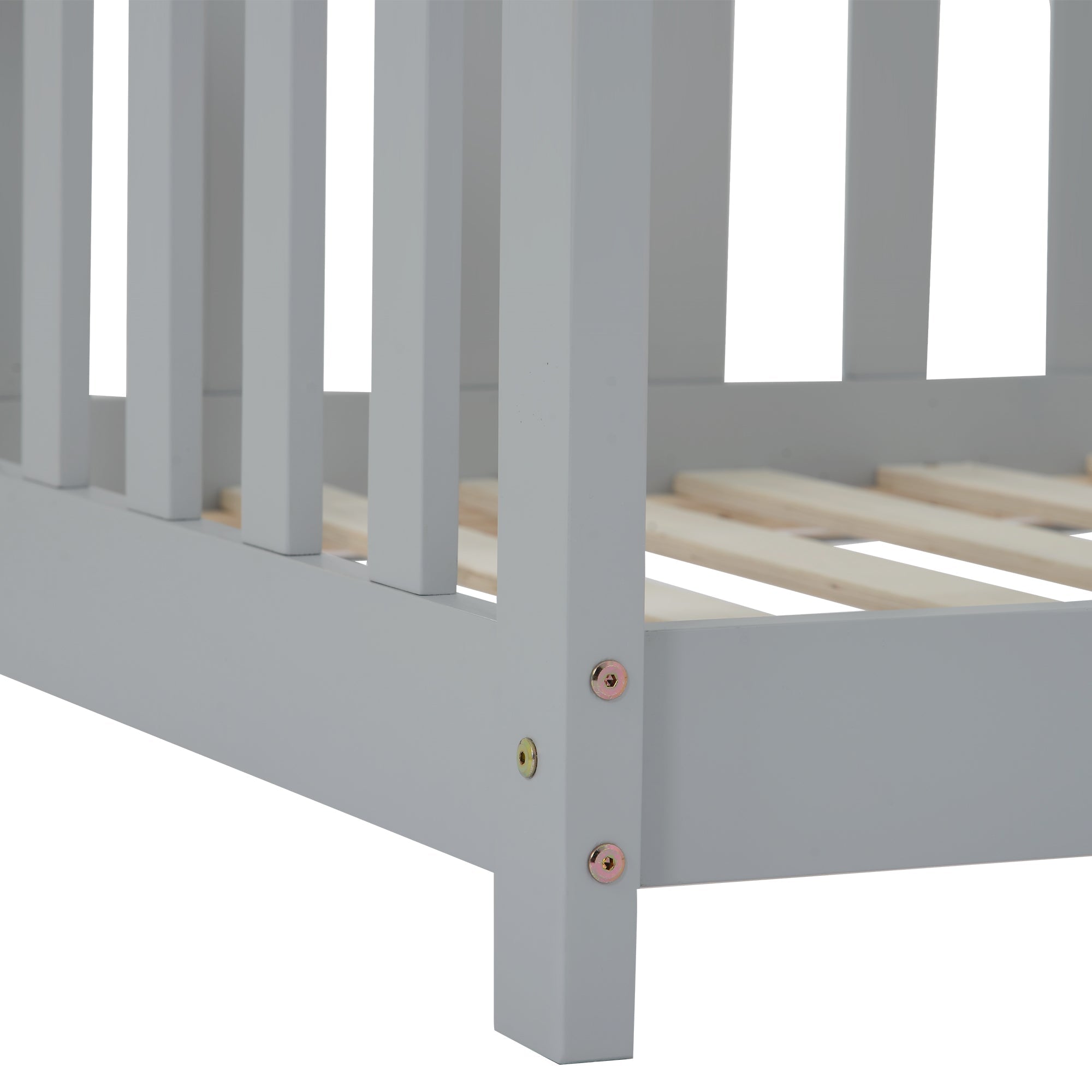 Logidon Stijlvol kinderbed 90x200 cm grijs met valbeveiliging