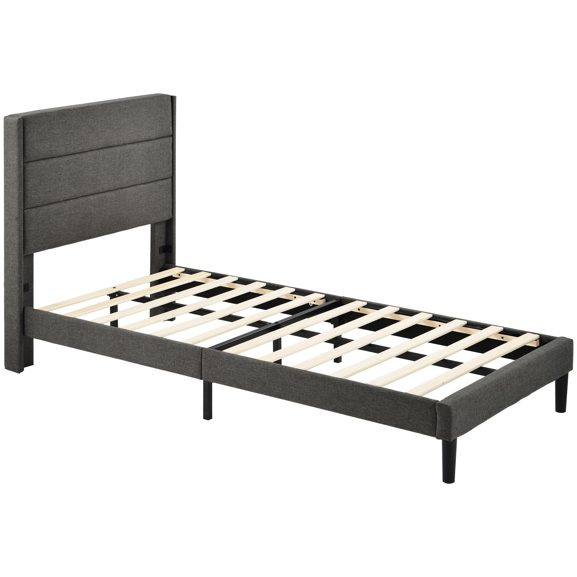 Logidon gestoffeerd bed 90x200 cm grijs linnen modern design