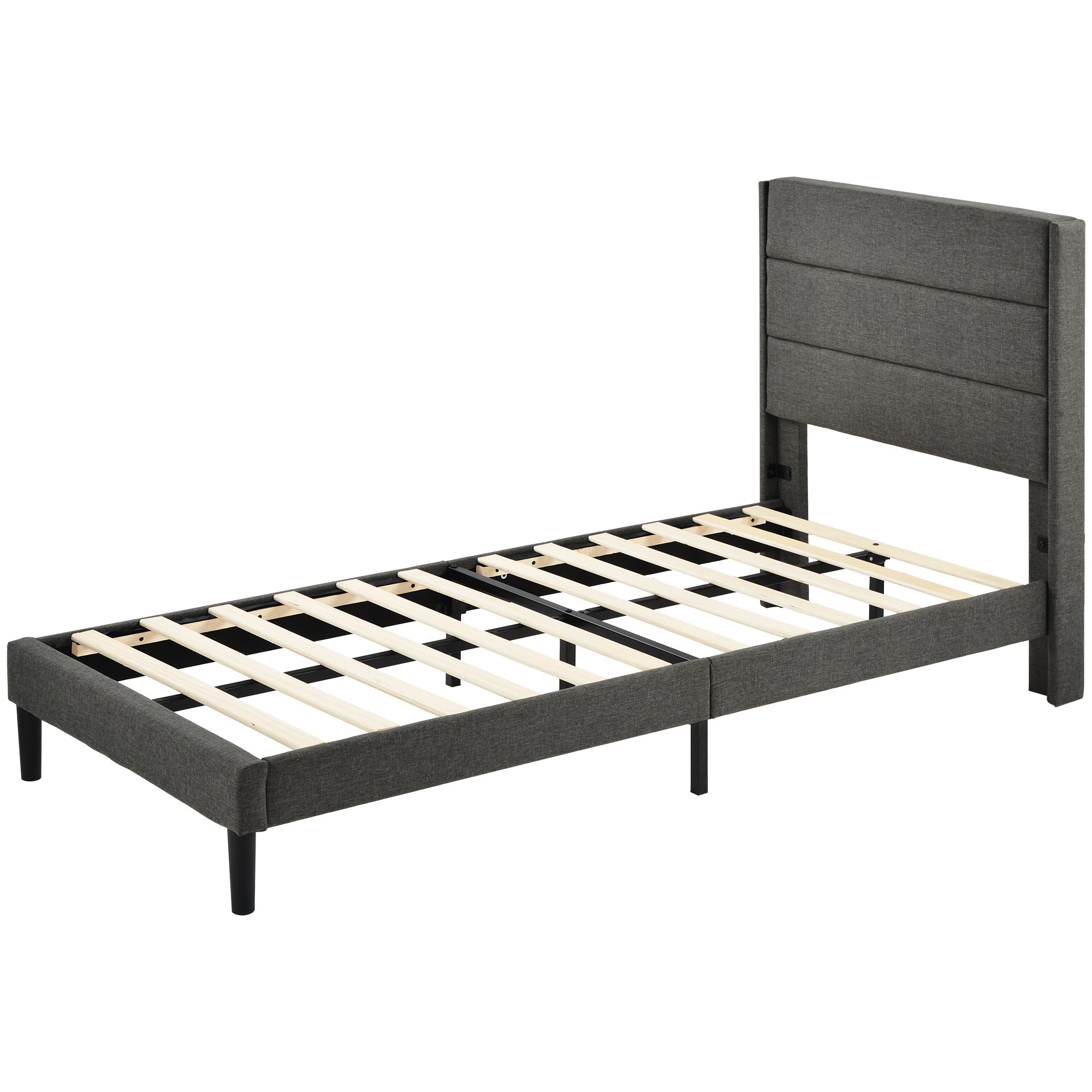 Logidon gestoffeerd bed 90x200 cm grijs linnen modern design