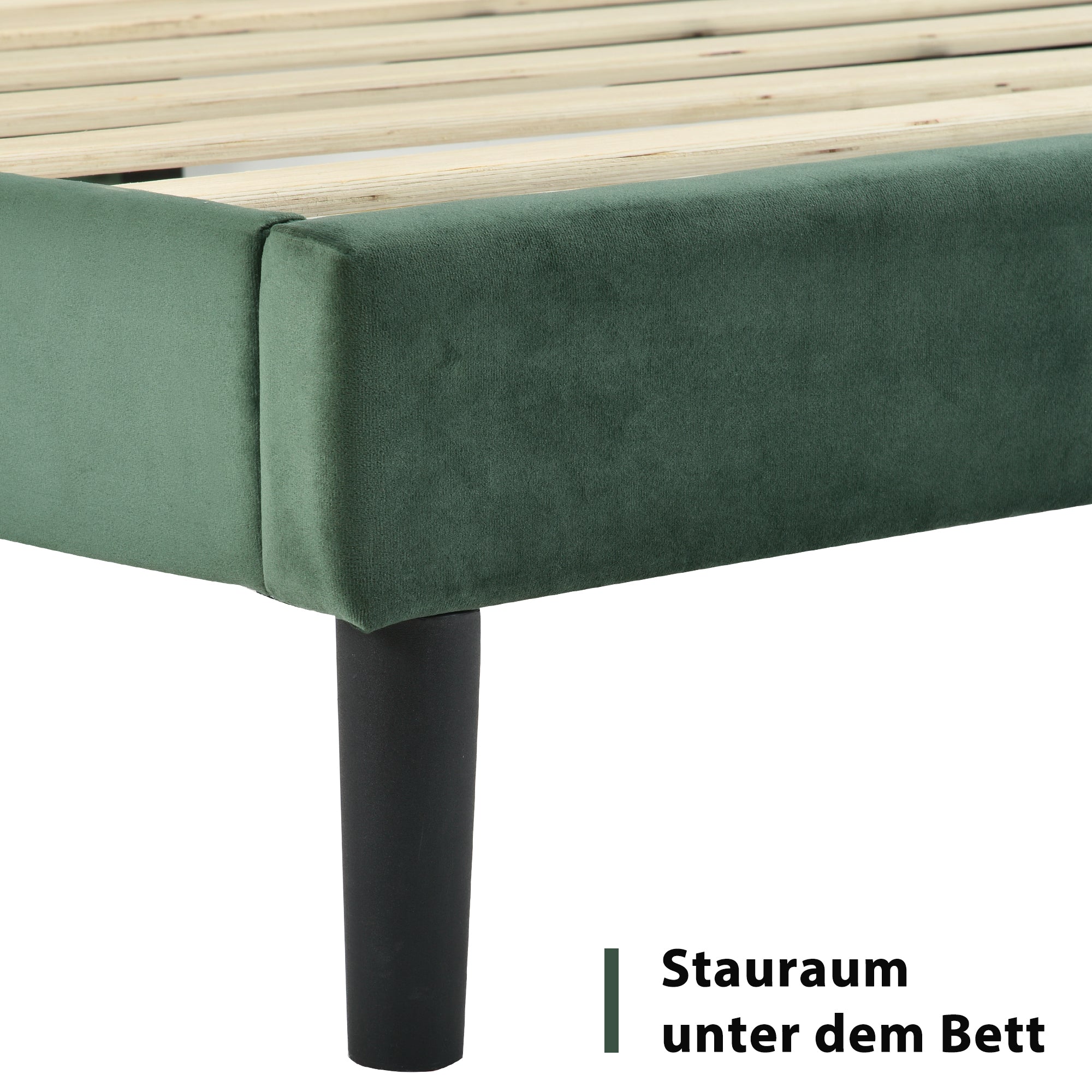 Logidon gestoffeerd bed 90x200 cm fluweel donkergroen met lattenbodem