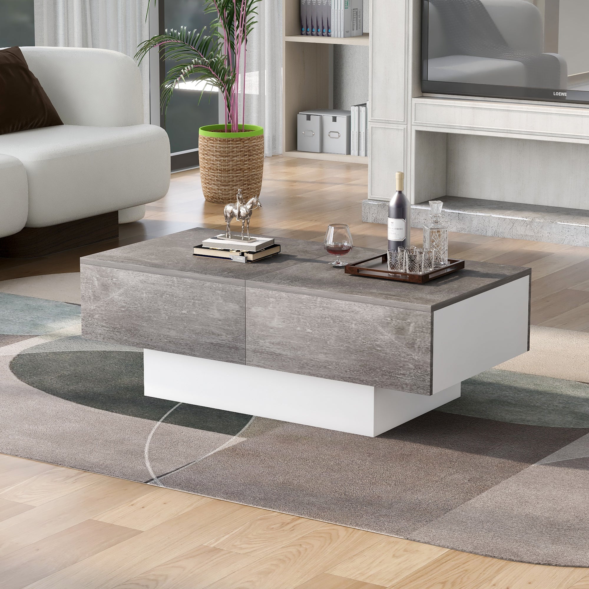 Logidon Universele Banktafel Hoogglans Grijs Met Uitschuifbare Tafel