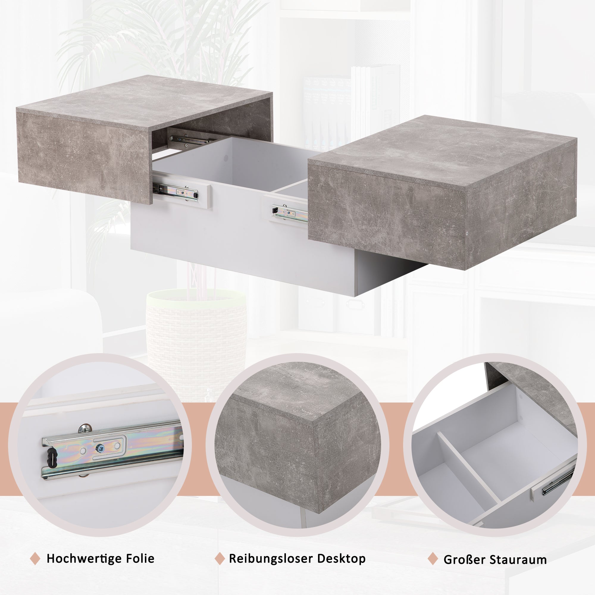 Logidon Universele Banktafel Hoogglans Grijs Met Uitschuifbare Tafel