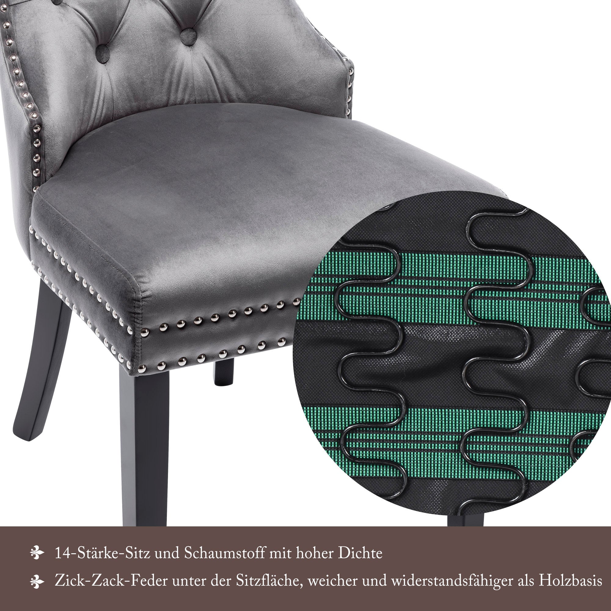 Logidon velvet dining chairs set of 4 button detail oak legs gray