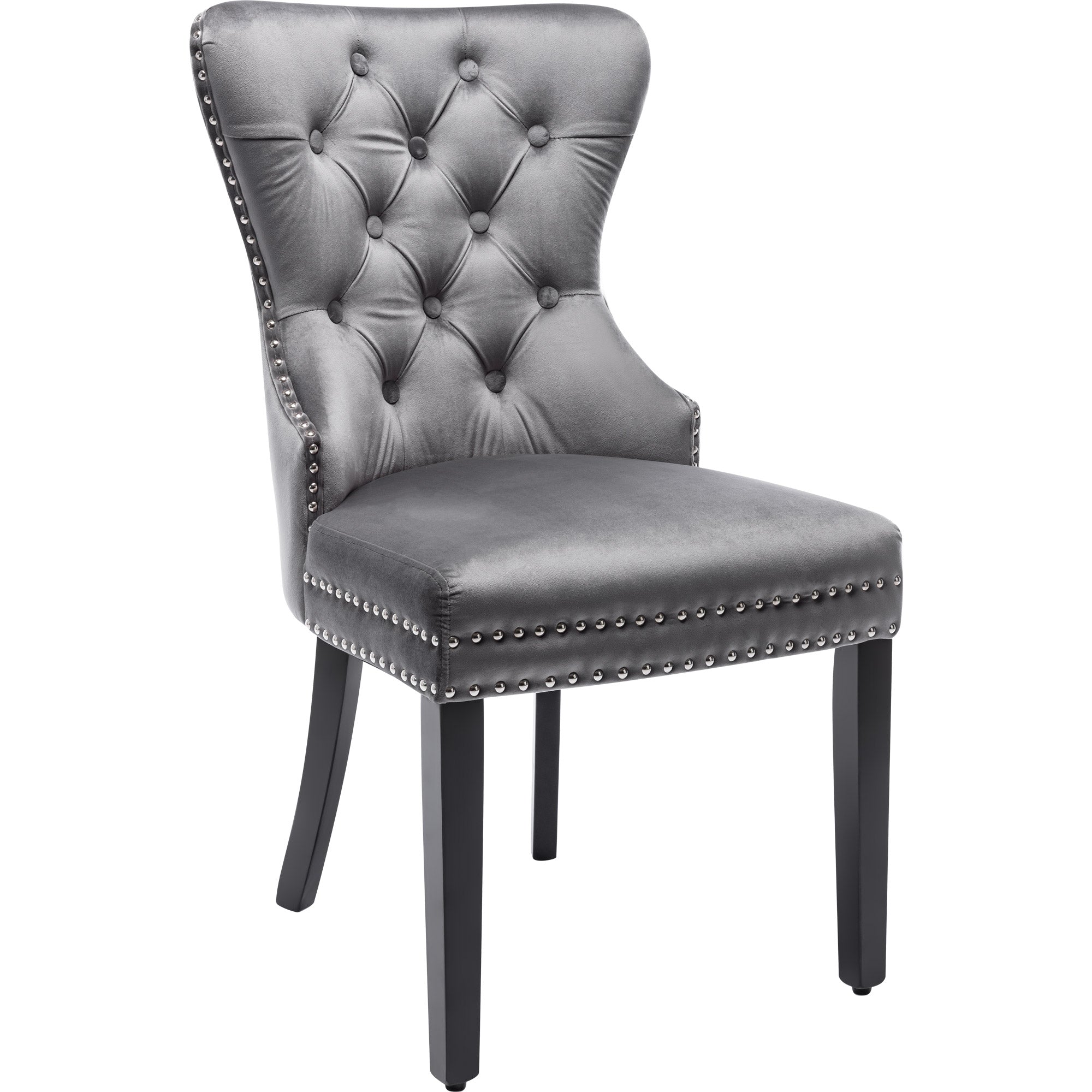 Logidon velvet dining chairs set of 4 button detail oak legs gray