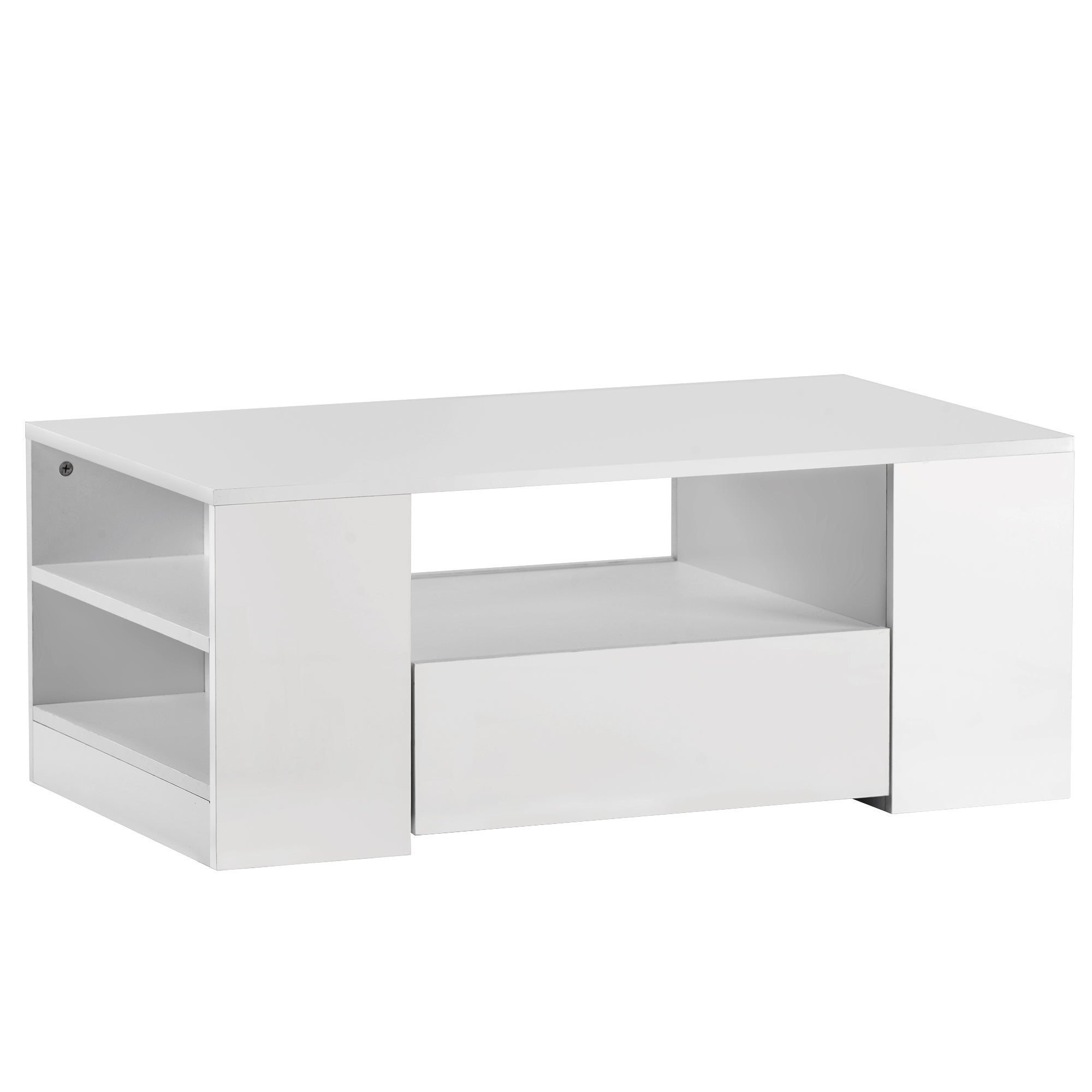 Logidon Moderne hoogglans salontafel wit 95x53x37 cm 2 lades